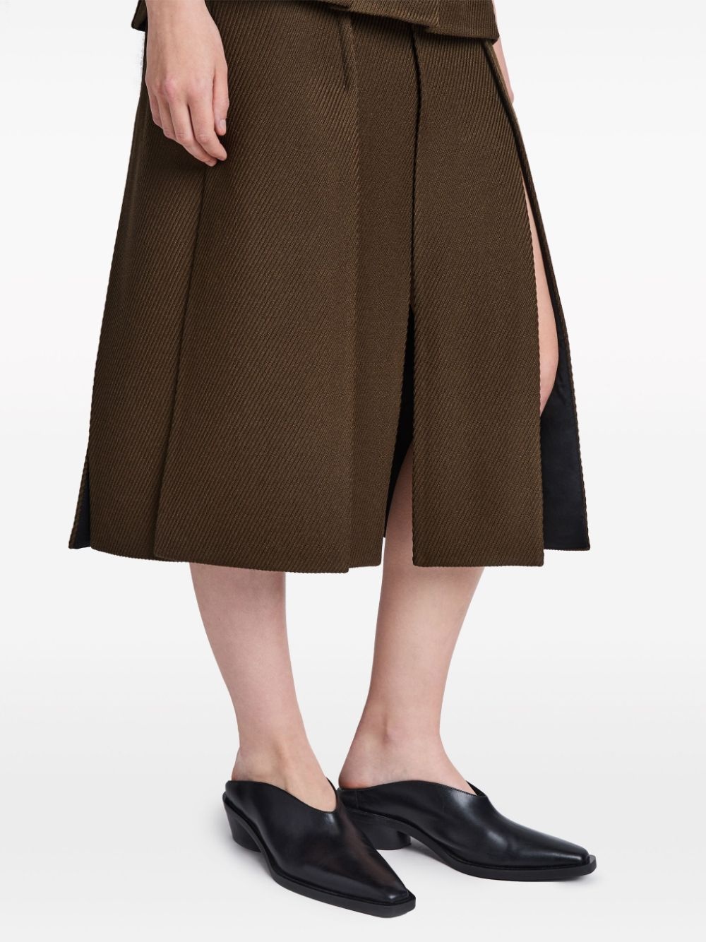 high-waist twill midi skirt - 5