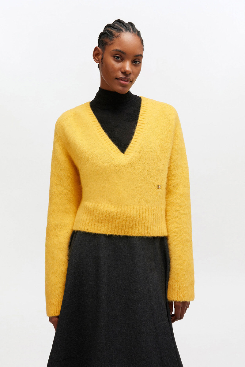 GANNI YELLOW V-NECK SWEATER outlook