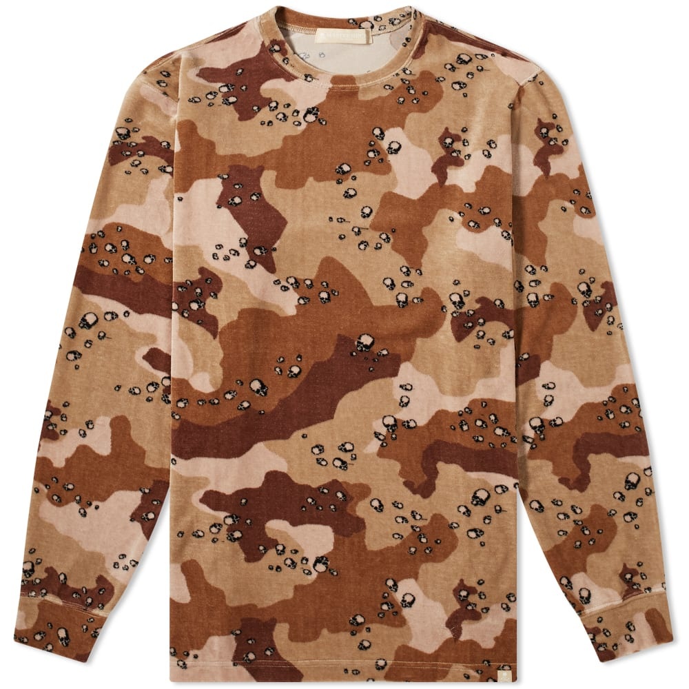 MASTERMIND WORLD Camo Skull Velour Long Sleeve Tee - 1