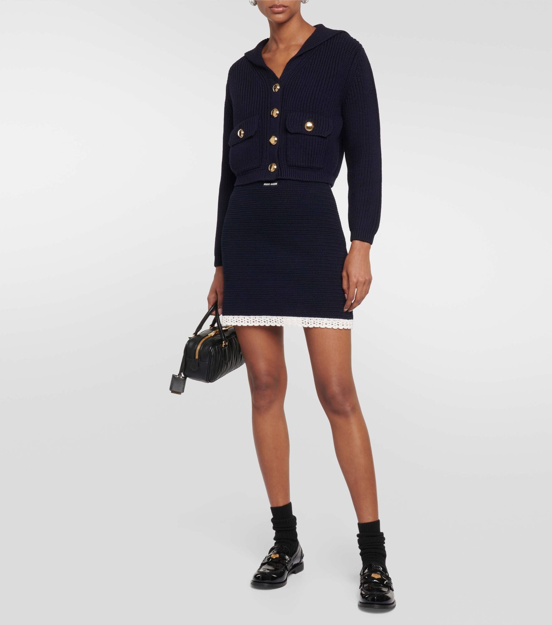 Cotton blend crochet miniskirt - 2