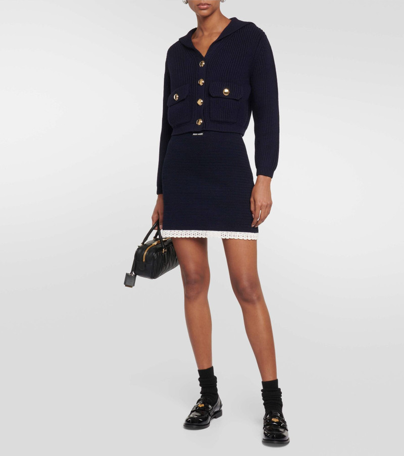 Miu Miu Cotton blend crochet miniskirt outlook