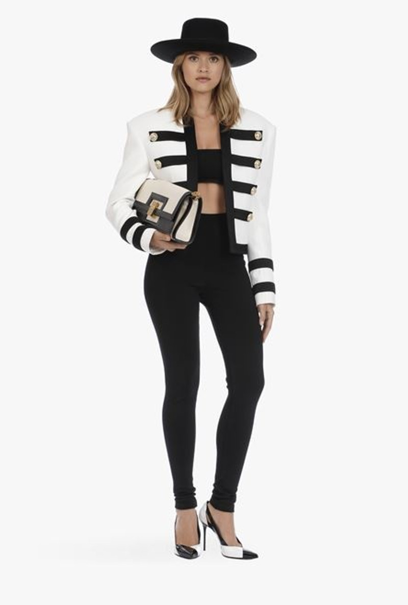 Balmain Black knit leggings with gold-tone buttons outlook