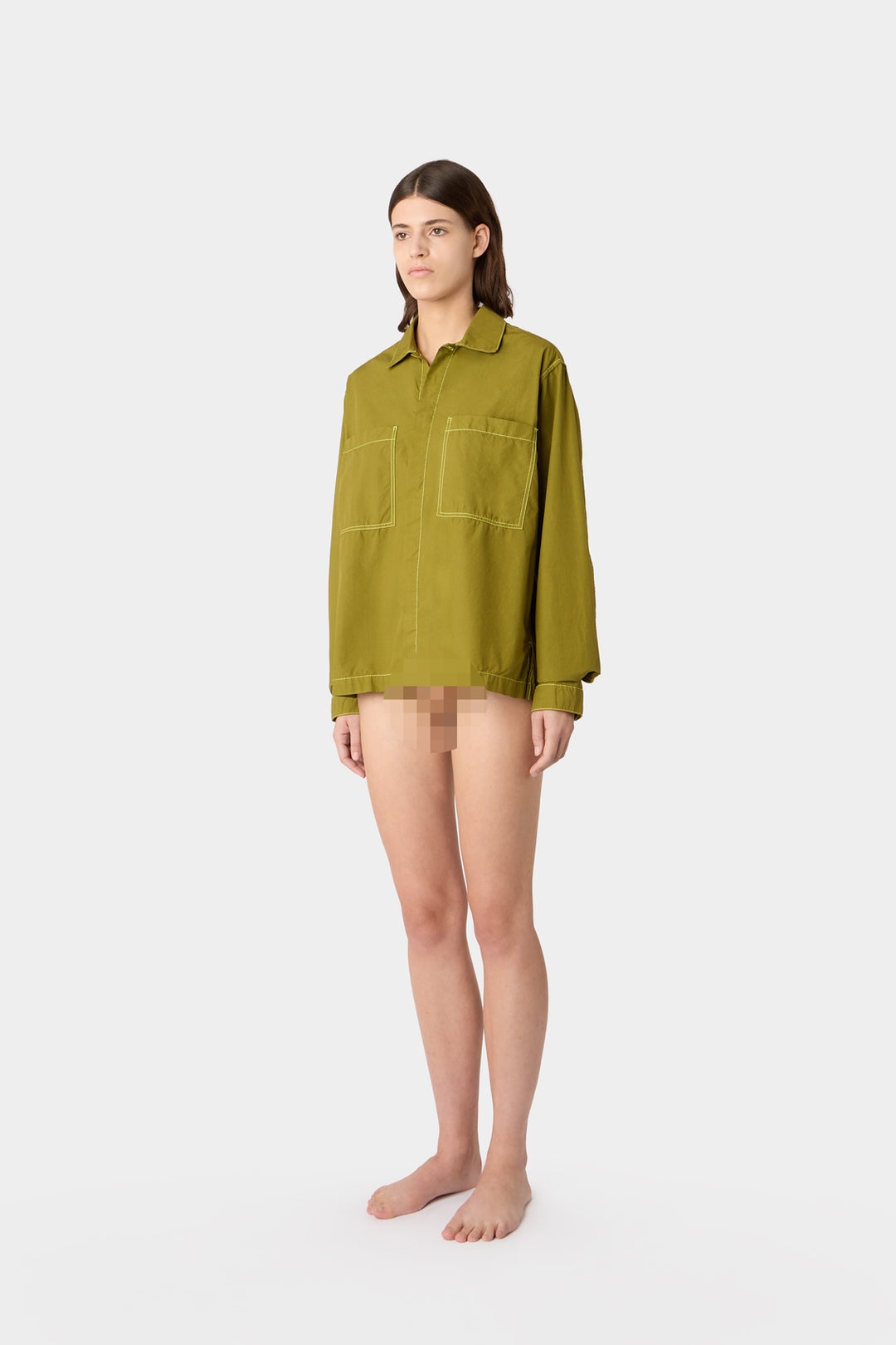 POCKET REGULAR SHIRT / olive green - 4