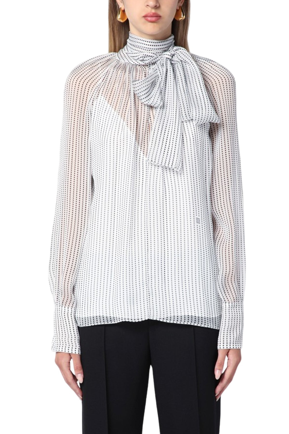 POLKA DOTS BLOUSE IN SILK CHIFFON WITH LAVALLIÈRE - 3