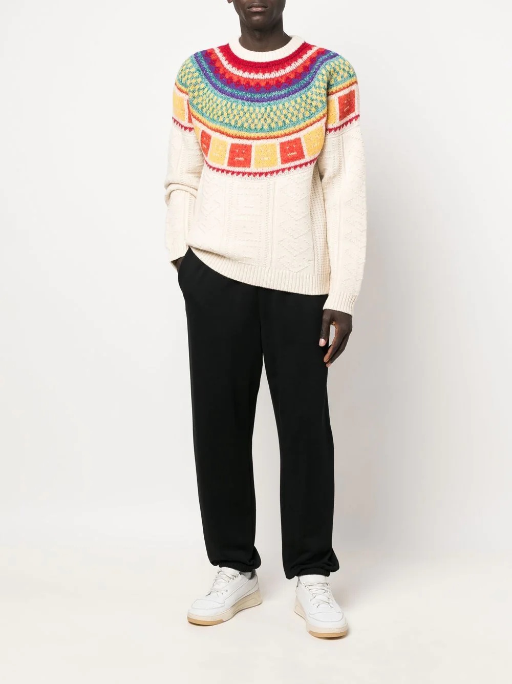 pattern-embroidered wool jumper - 2