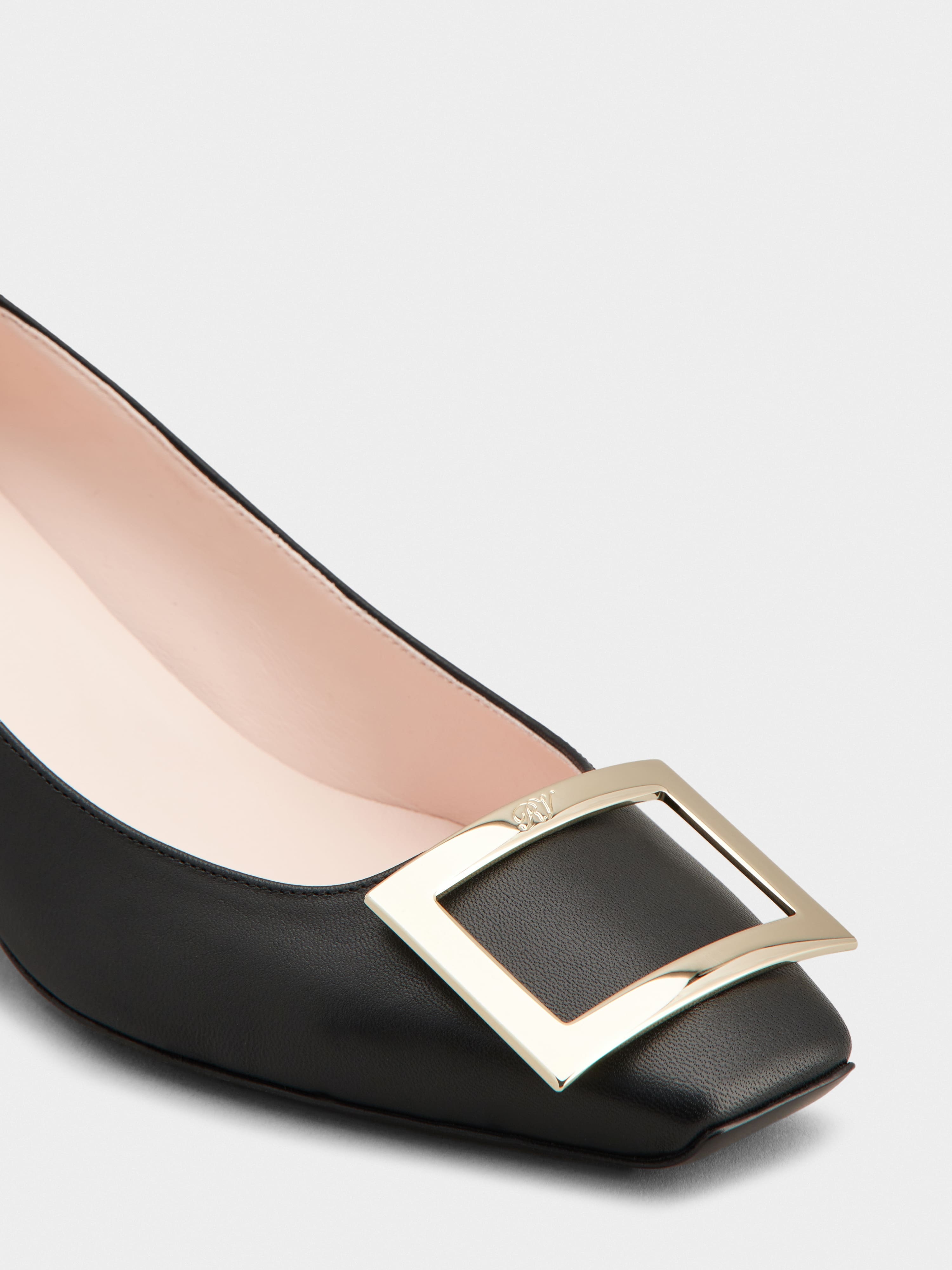 Trompette Metal Buckle Pumps in Nappa Leather - 3