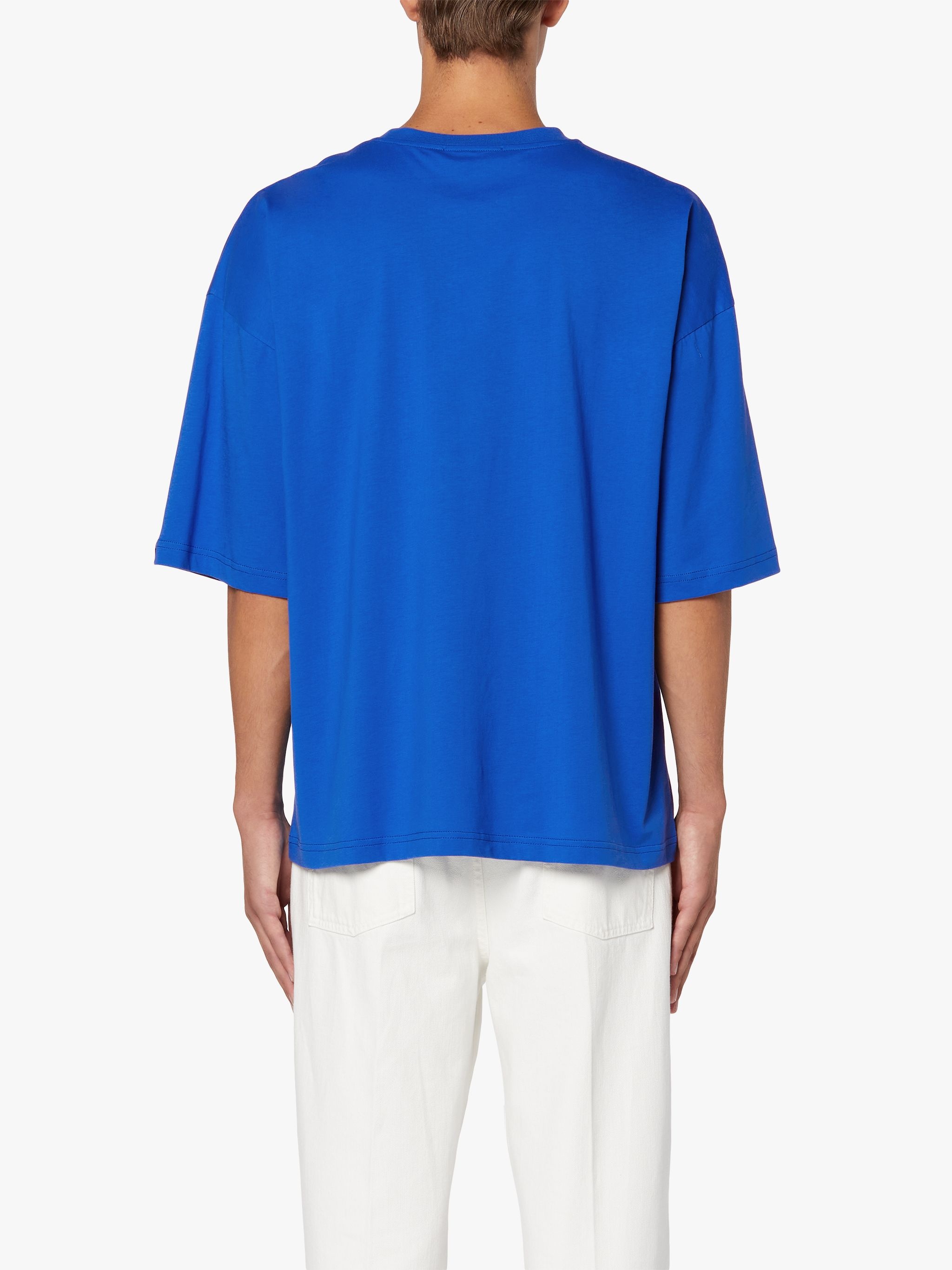 WAVE BLUE COTTON DROP SHOULDER T-SHIRT | GJM-218 - 4