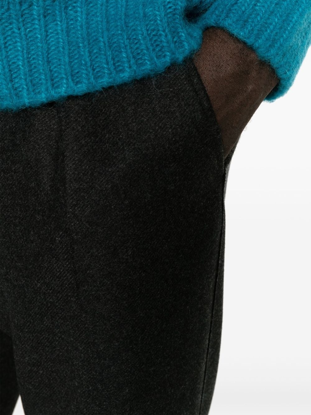 felted tapered-leg trousers - 5