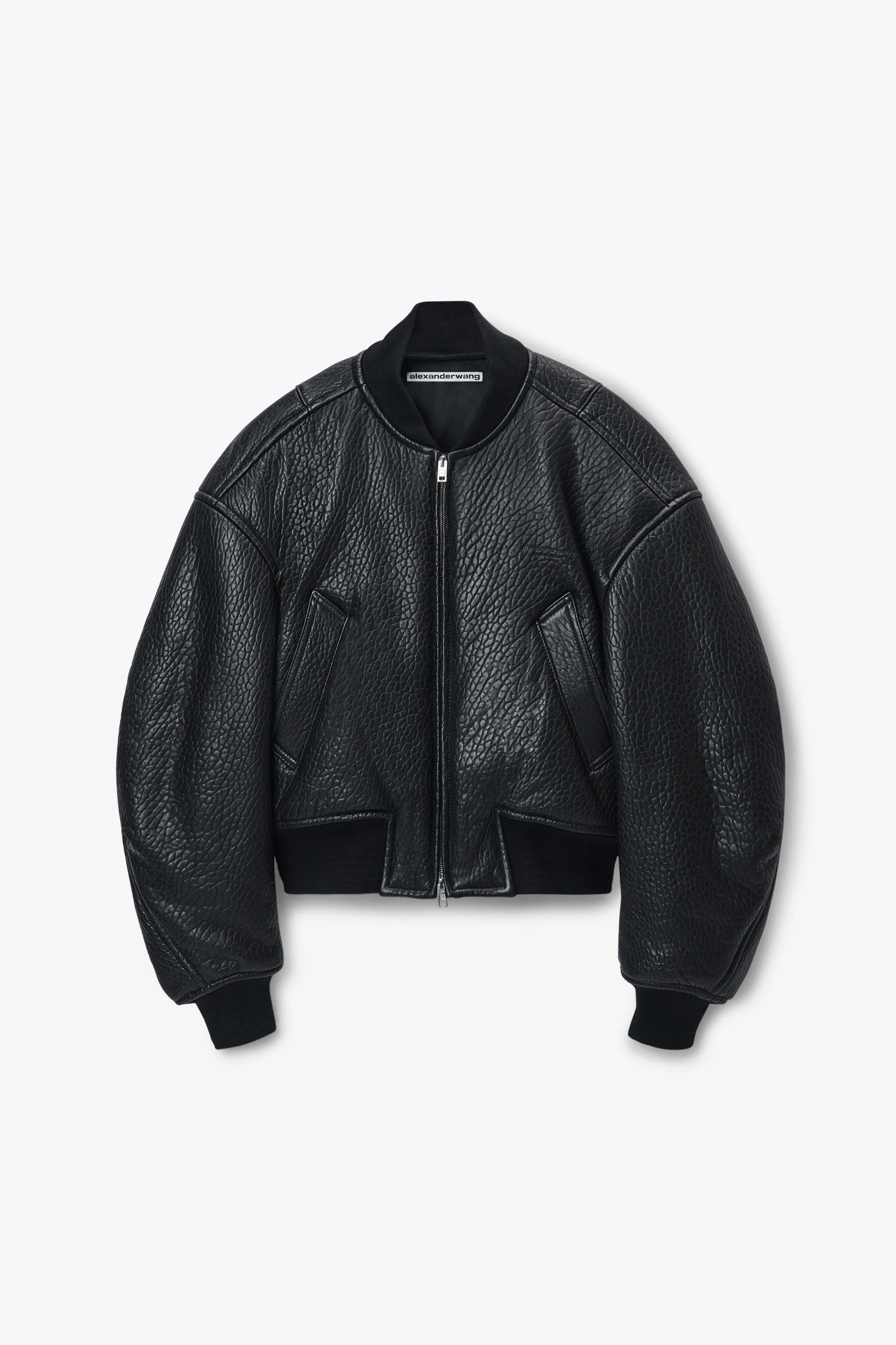 Cropped Bomber Jacket in Primal Lambskin Leather - 1