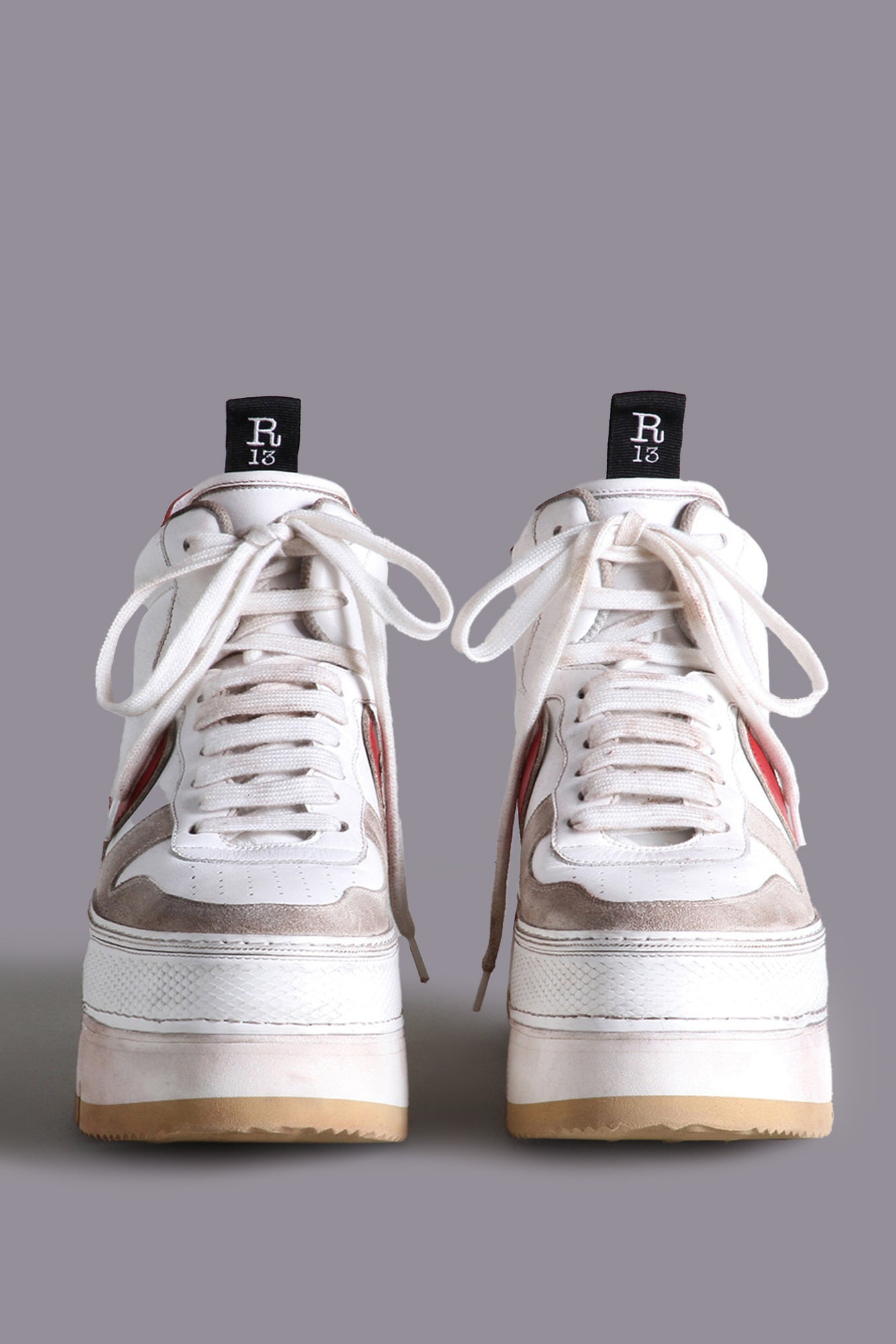 The Riot Leather High Top - Red and White | R13 Denim Official Site - 2