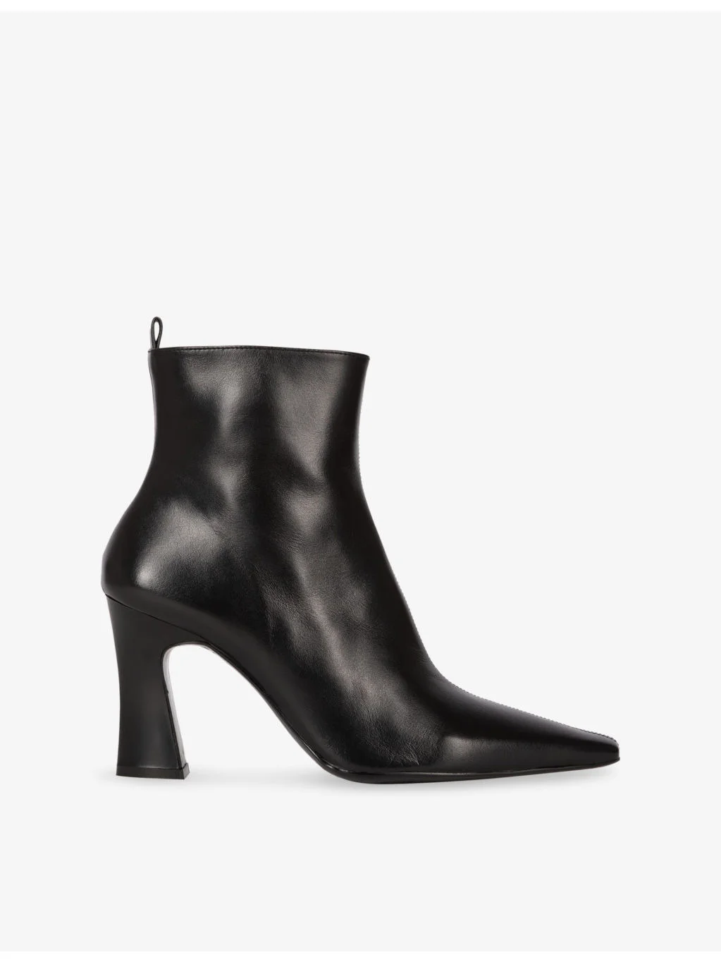 Pointed-Toe Leather Heeled Ankle Boots - 1