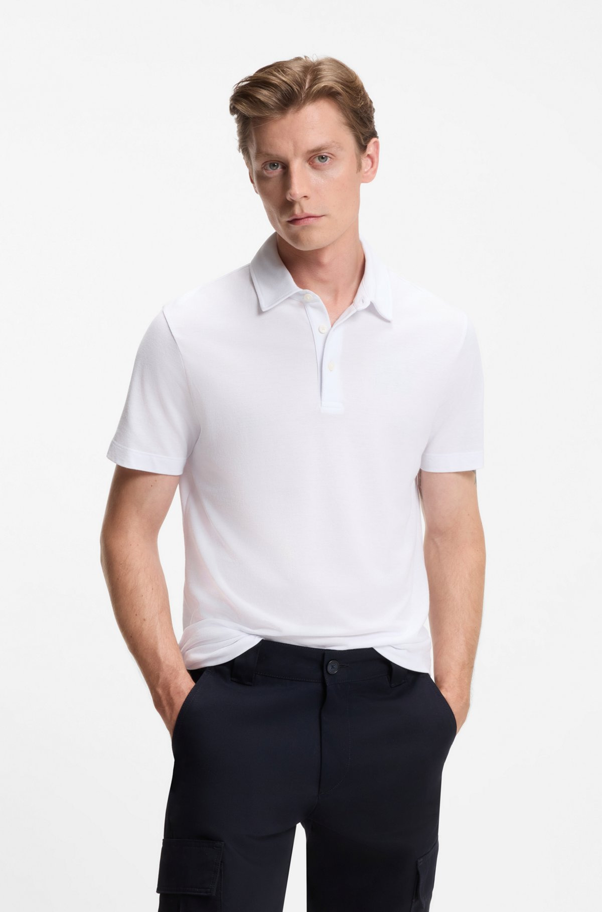 BECKHAM X BOSS POLO SHIRT IN COTTON AND SILK - 2