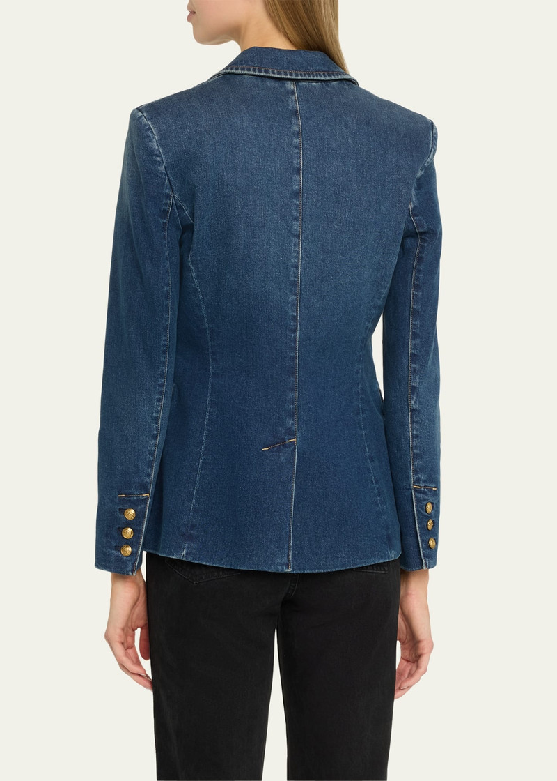 Macey Denim Notch-Collar Fitted Blazer 3