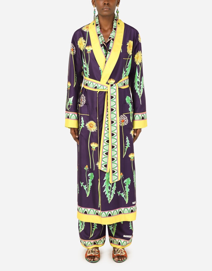 Twill robe with meadow flowers print - 2