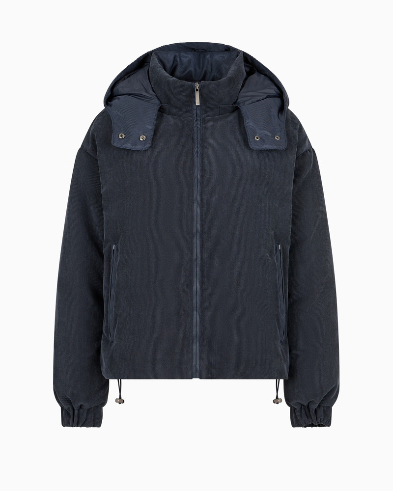 ASV water-repellent corduroy down jacket with hood and recycled down 1