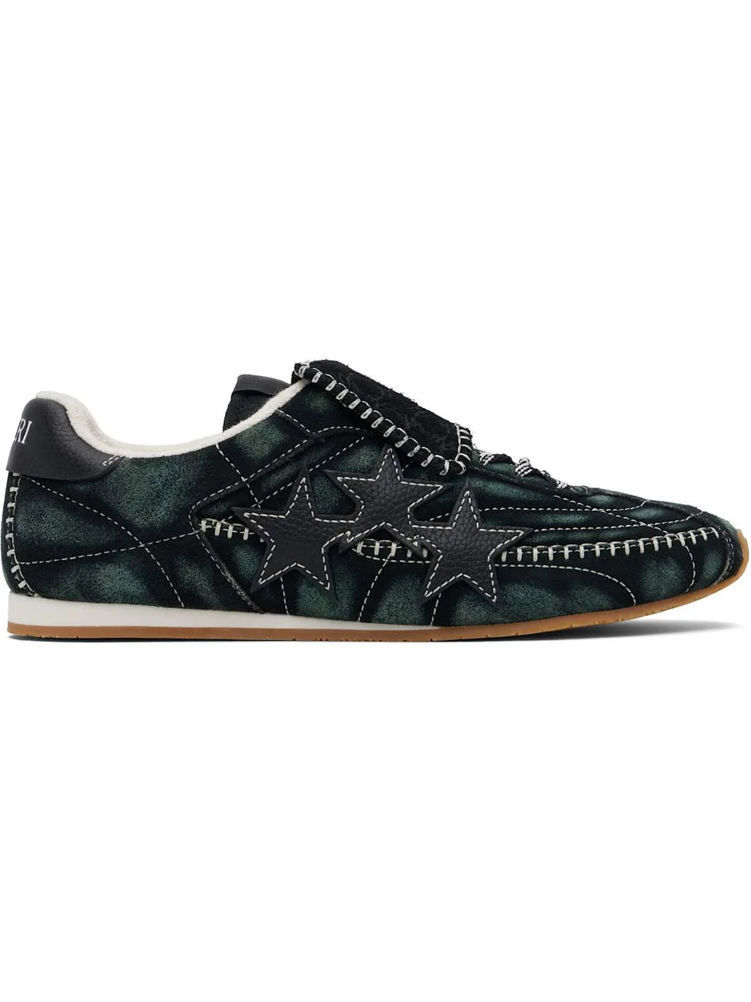 Black & Green Pacific Flat Sneakers - 1