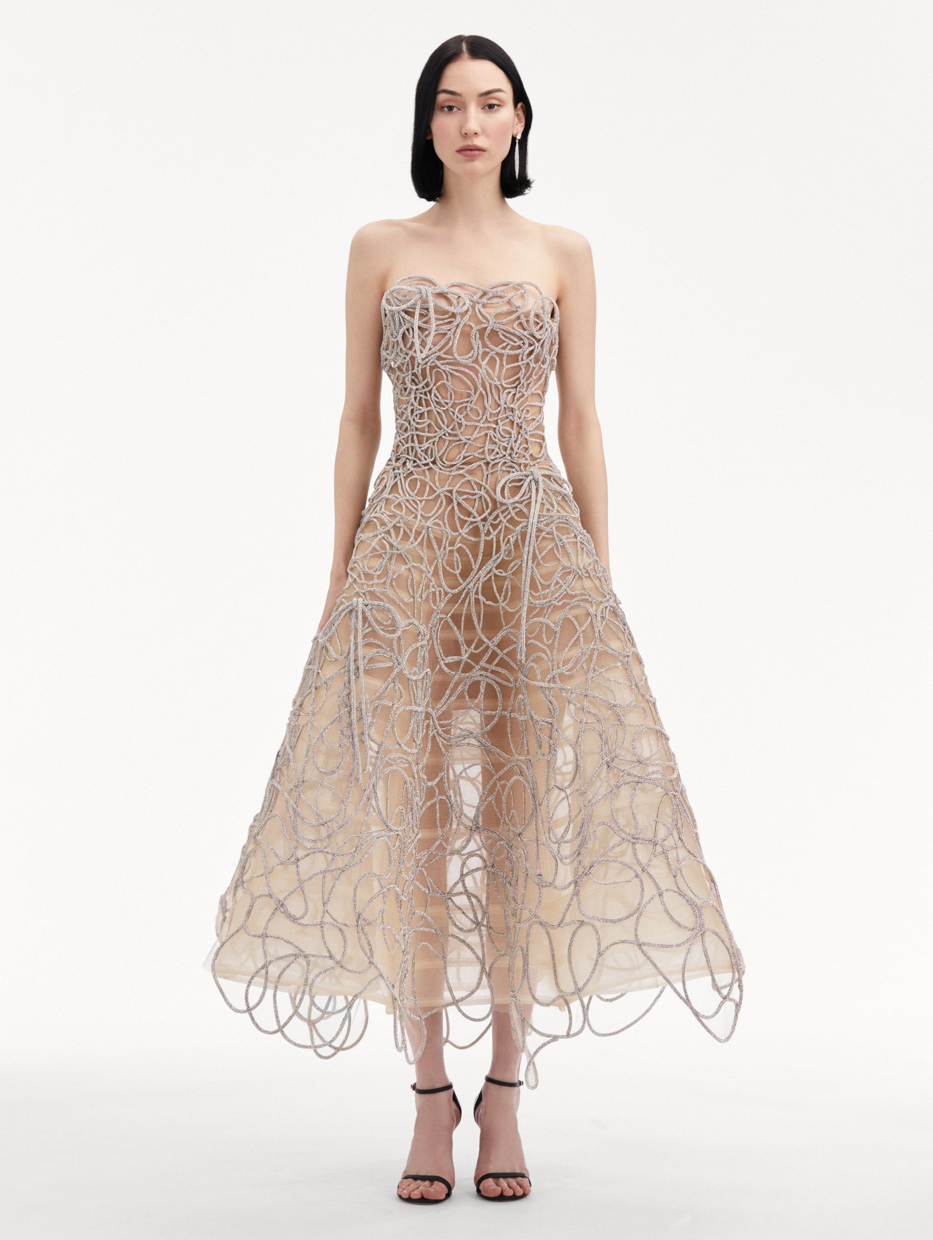 CRYSTAL EMBROIDERED CORD GOWN - 2