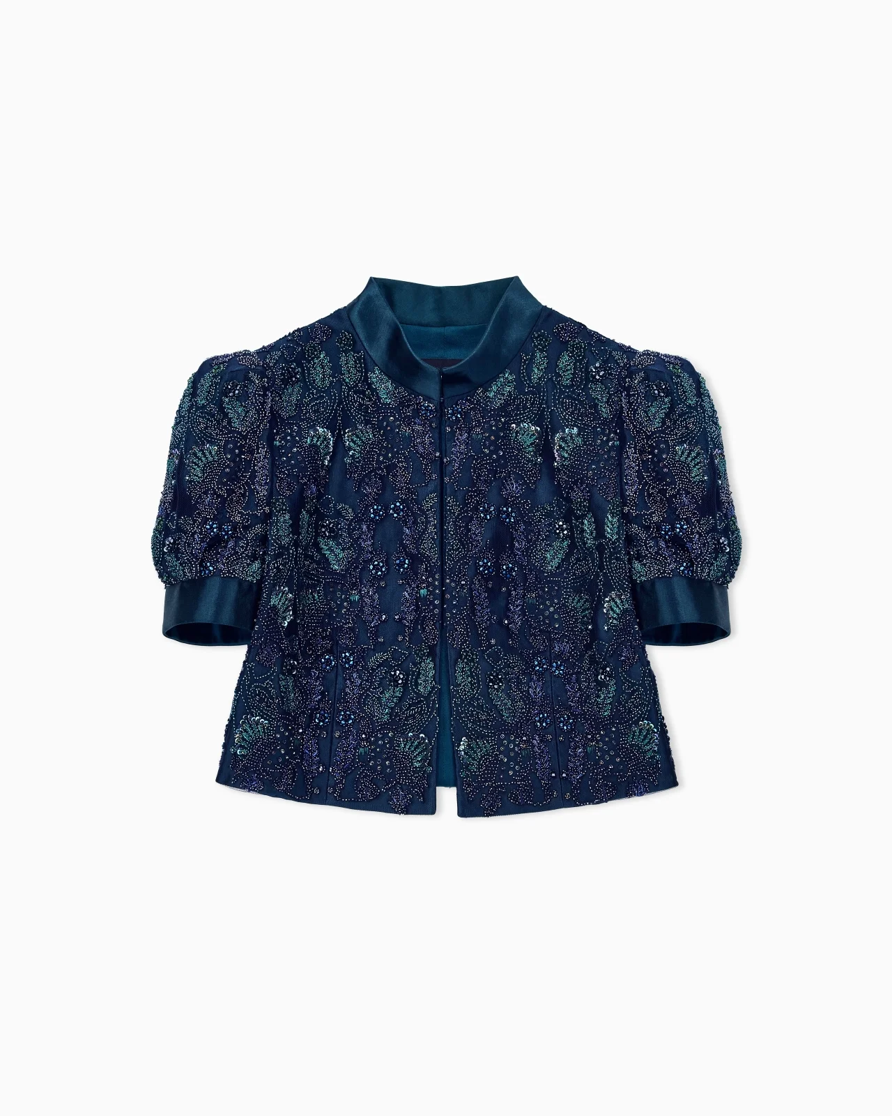 SILK AND LINEN JACKET WITH EMBROIDERIES - 1