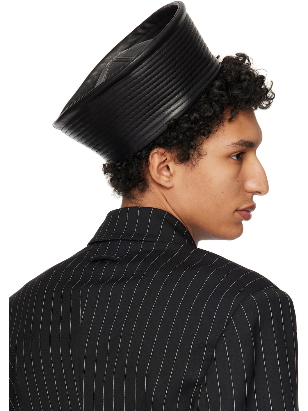 Black 'The Leather Sailor' Hat - 3