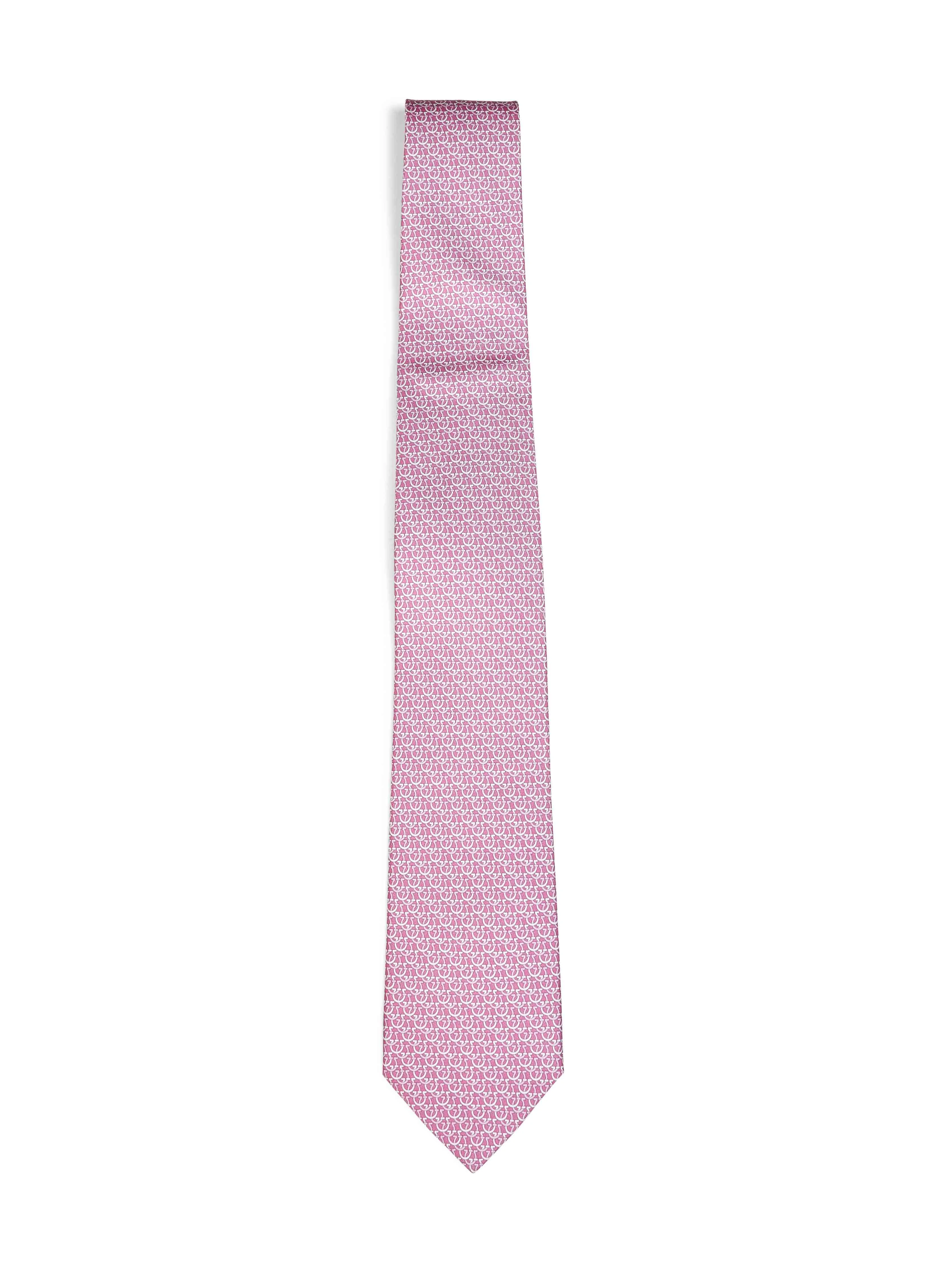 Pink Gancini silk twill Cerchio tie - 1