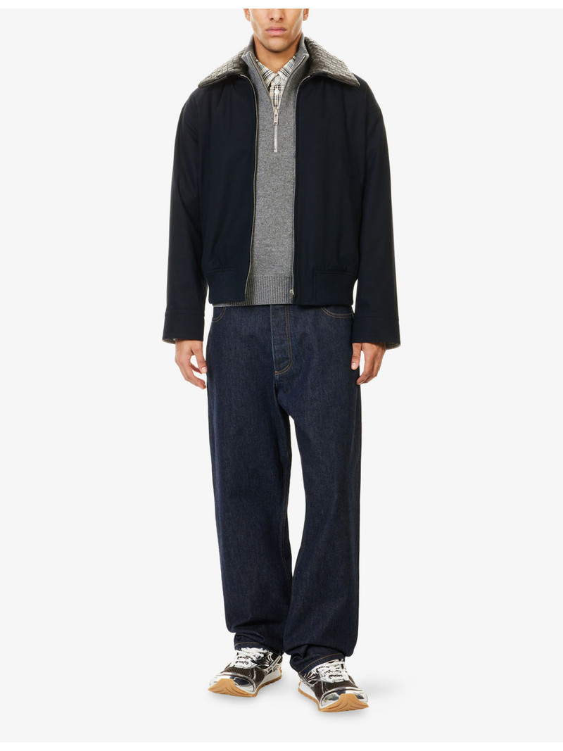Bottega Veneta Contrast-Topstitch Wide-Leg Denim Jeans outlook