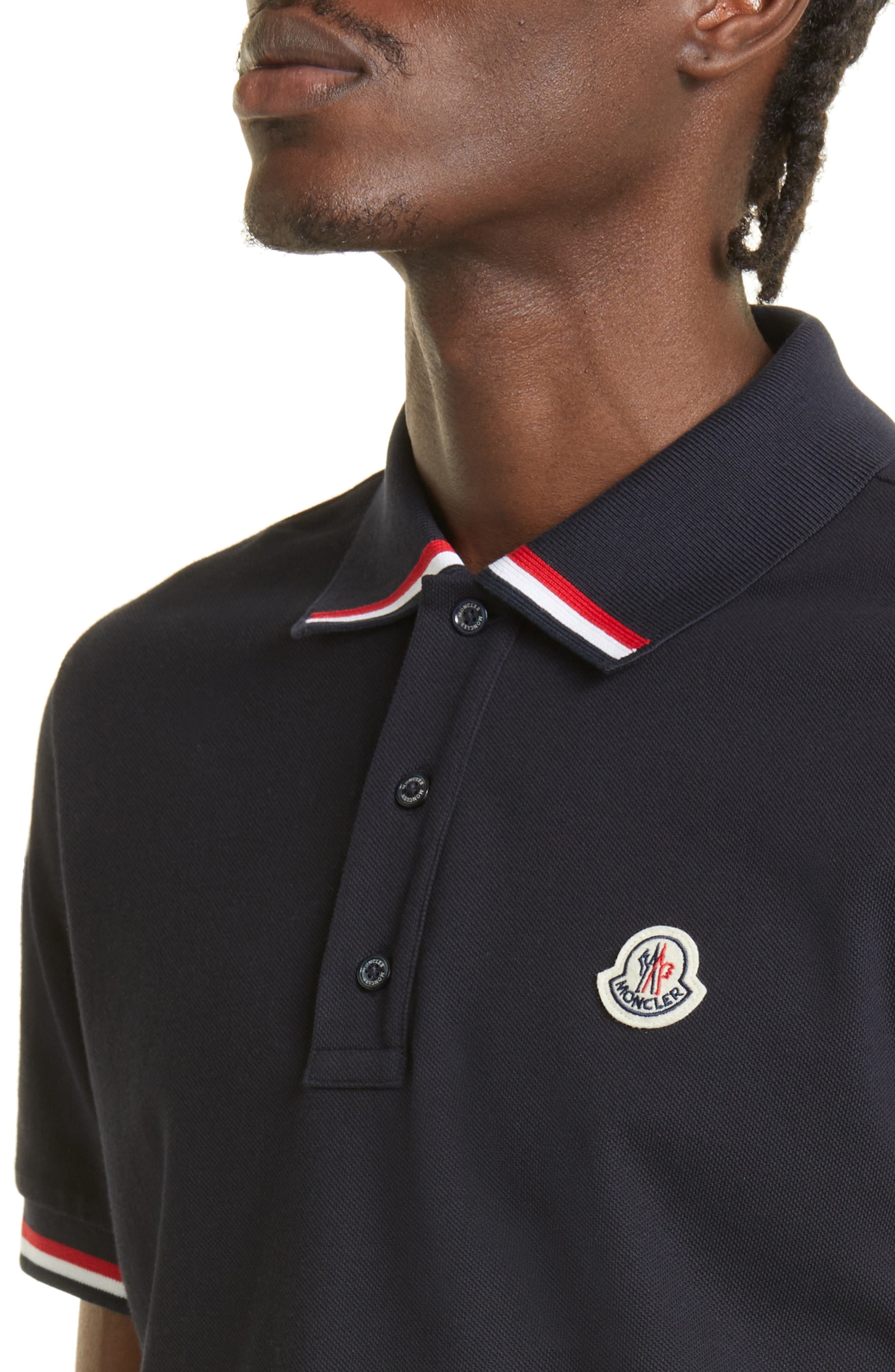 Moncler Tipped Piqué Polo in Navy at Nordstrom - 4