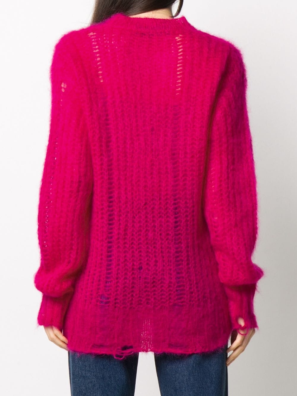 distressed-effect knitted jumper - 4