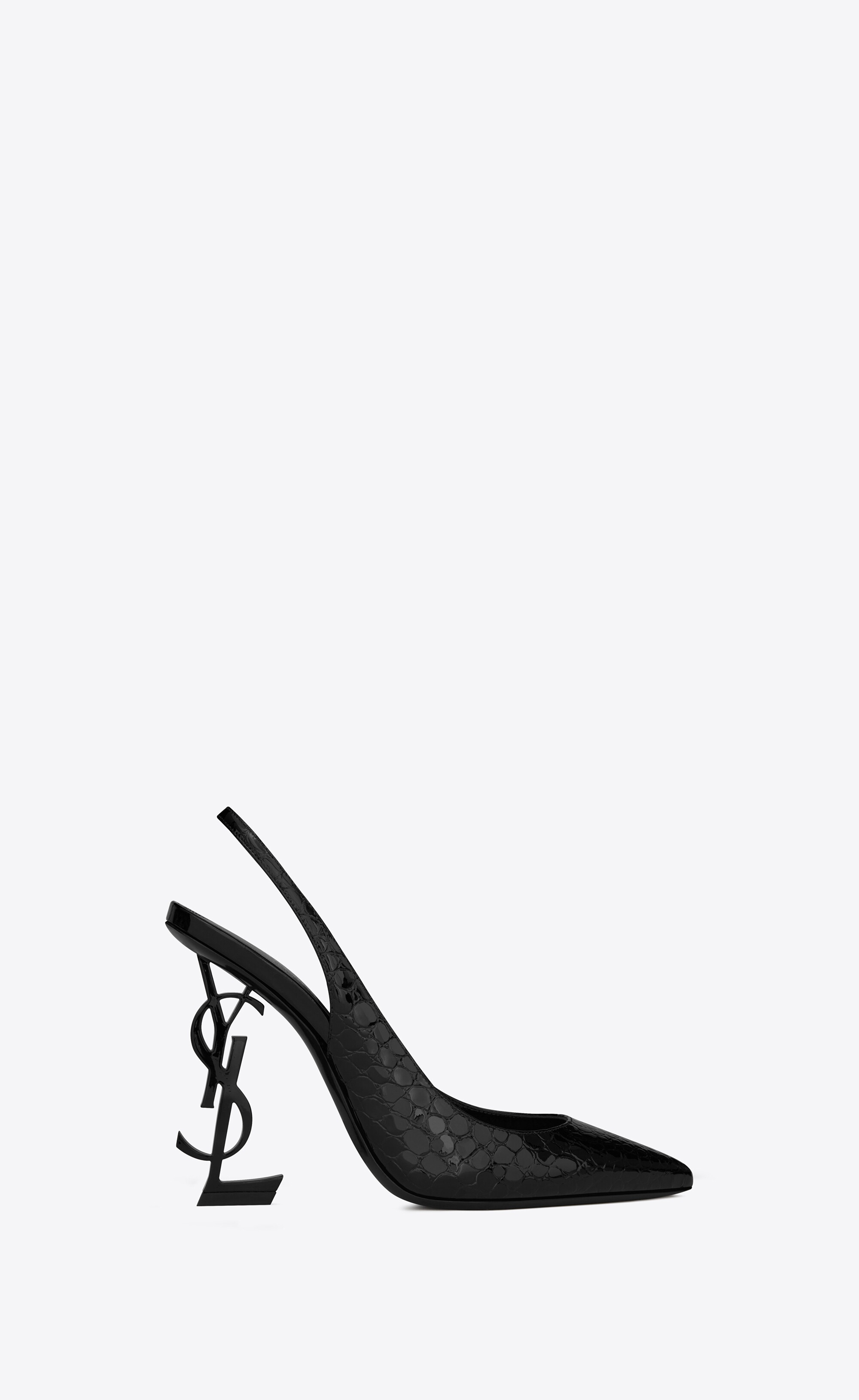 opyum slingback pumps in alligator-embossed patent leather with black heel - 1