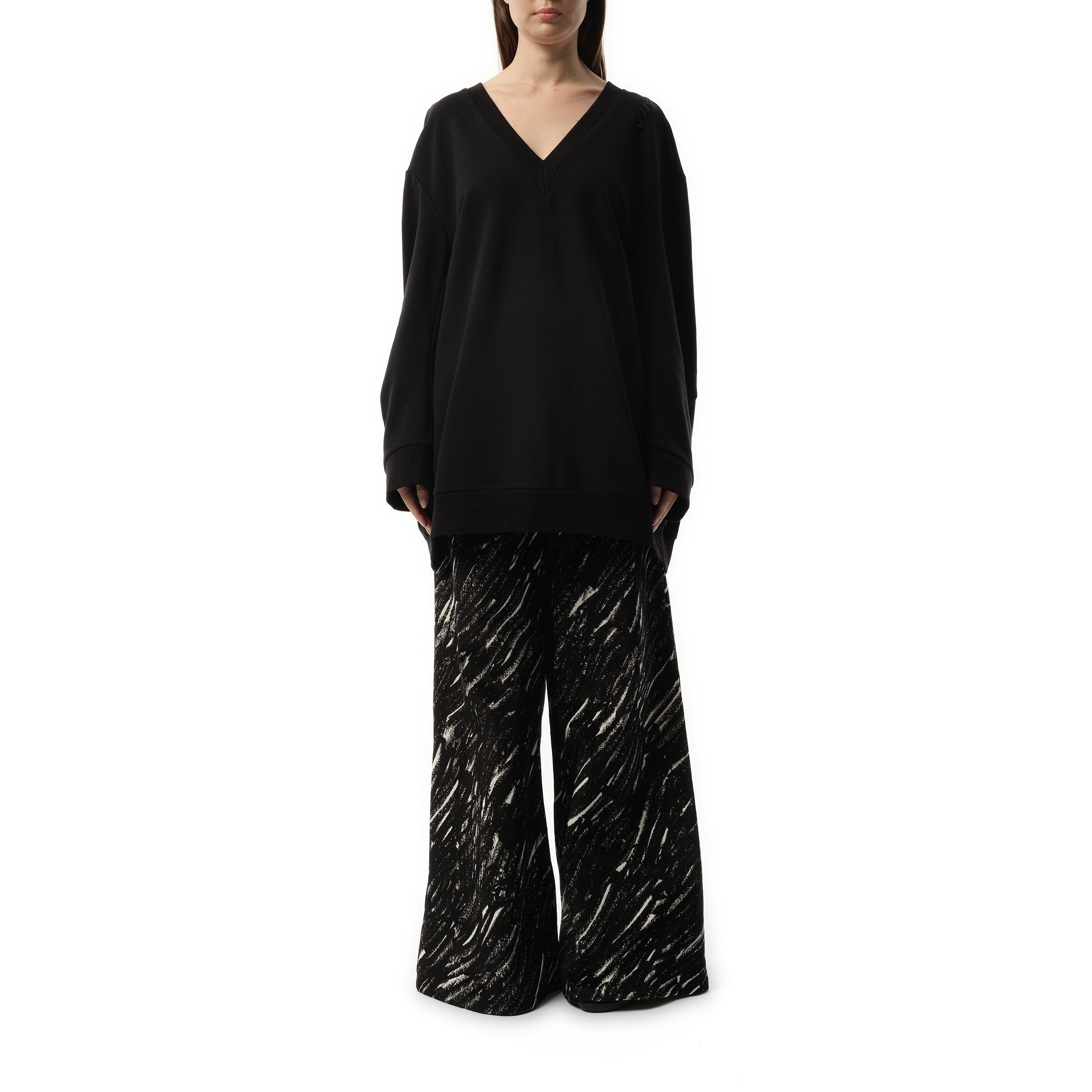 Oversized Sweatshirt Dress in Black - 4