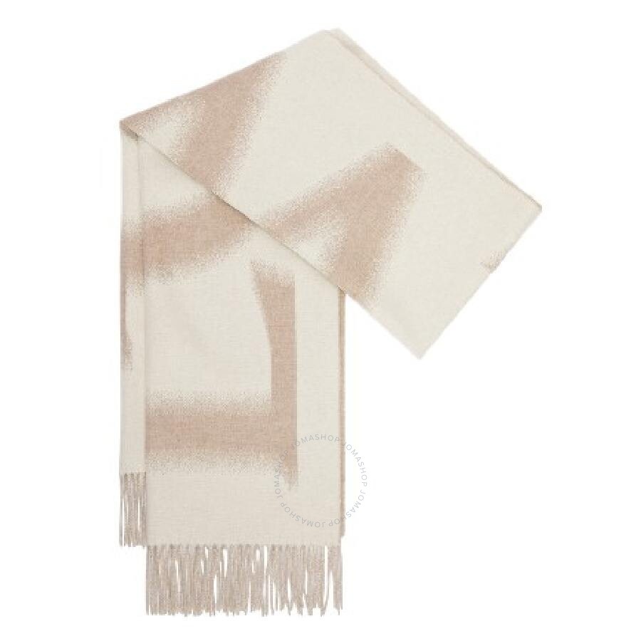 Loewe Wool- Cashmere Logo Detailed Fringed Scarf - 1