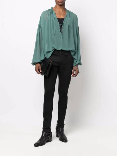 SAINT LAURENT lace-up fastening blouse outlook