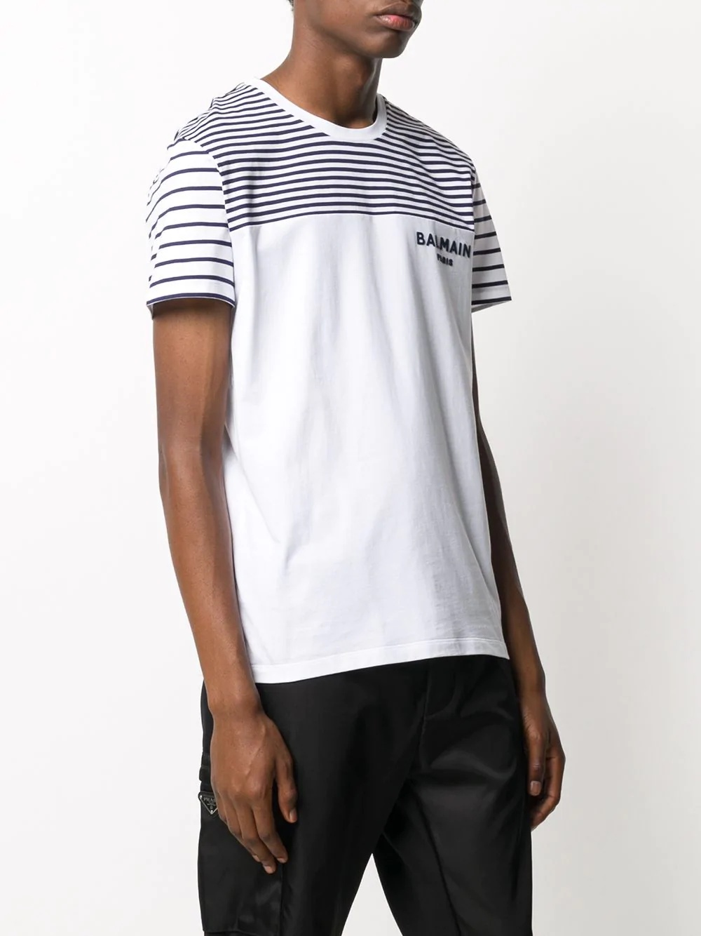 stripe panel cotton T-shirt - 3