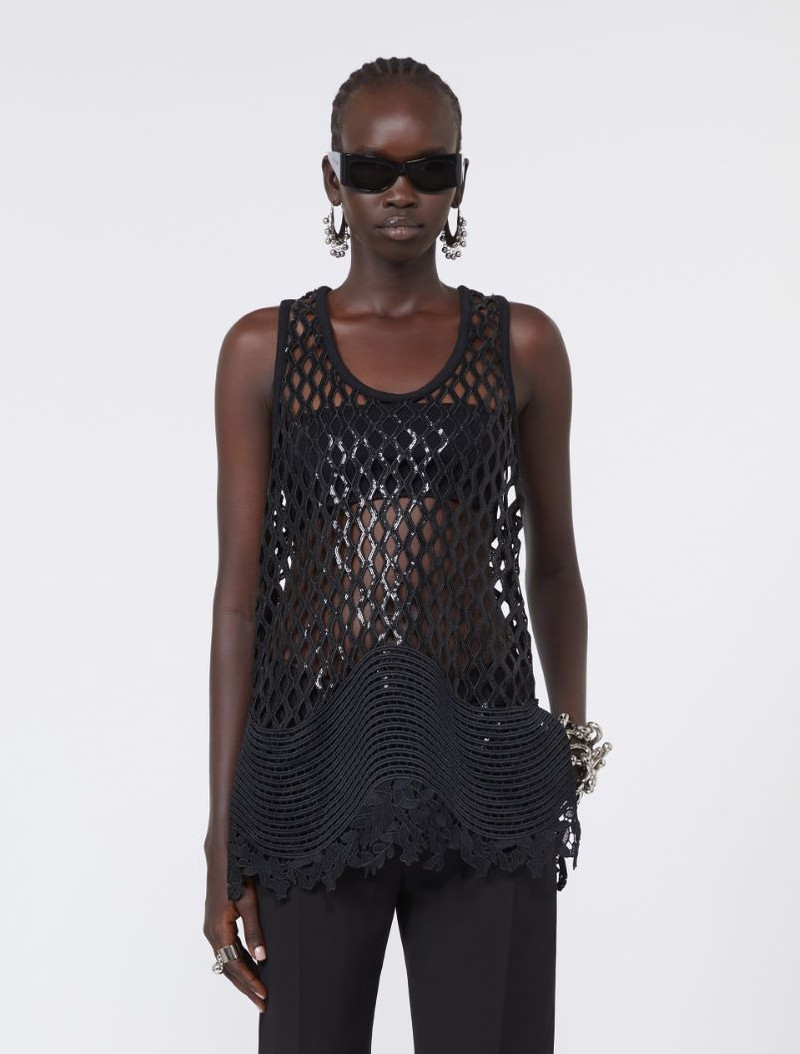 Sequinned mesh top - black 5