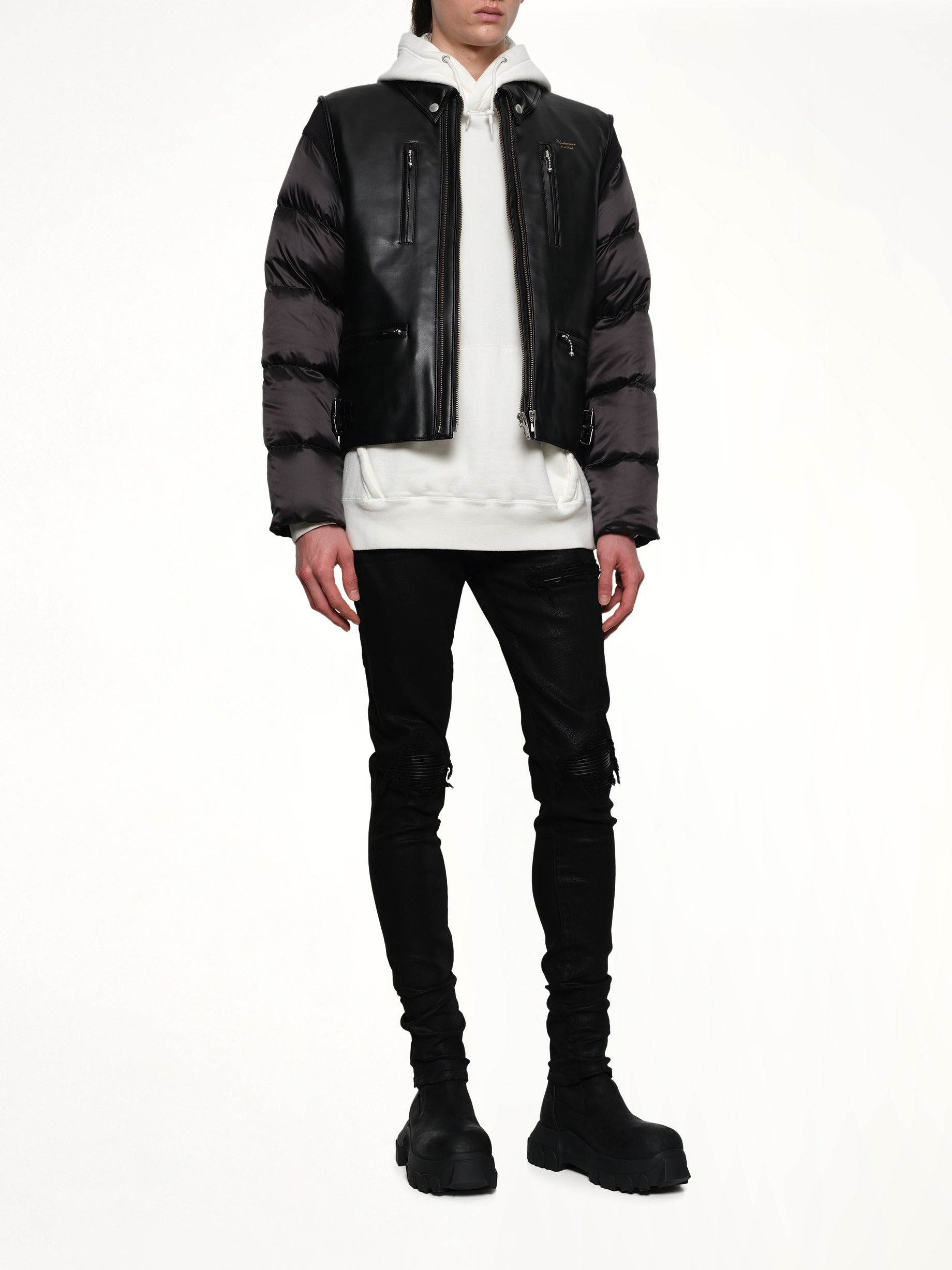 Vegan Leather Blouson in Black - 4