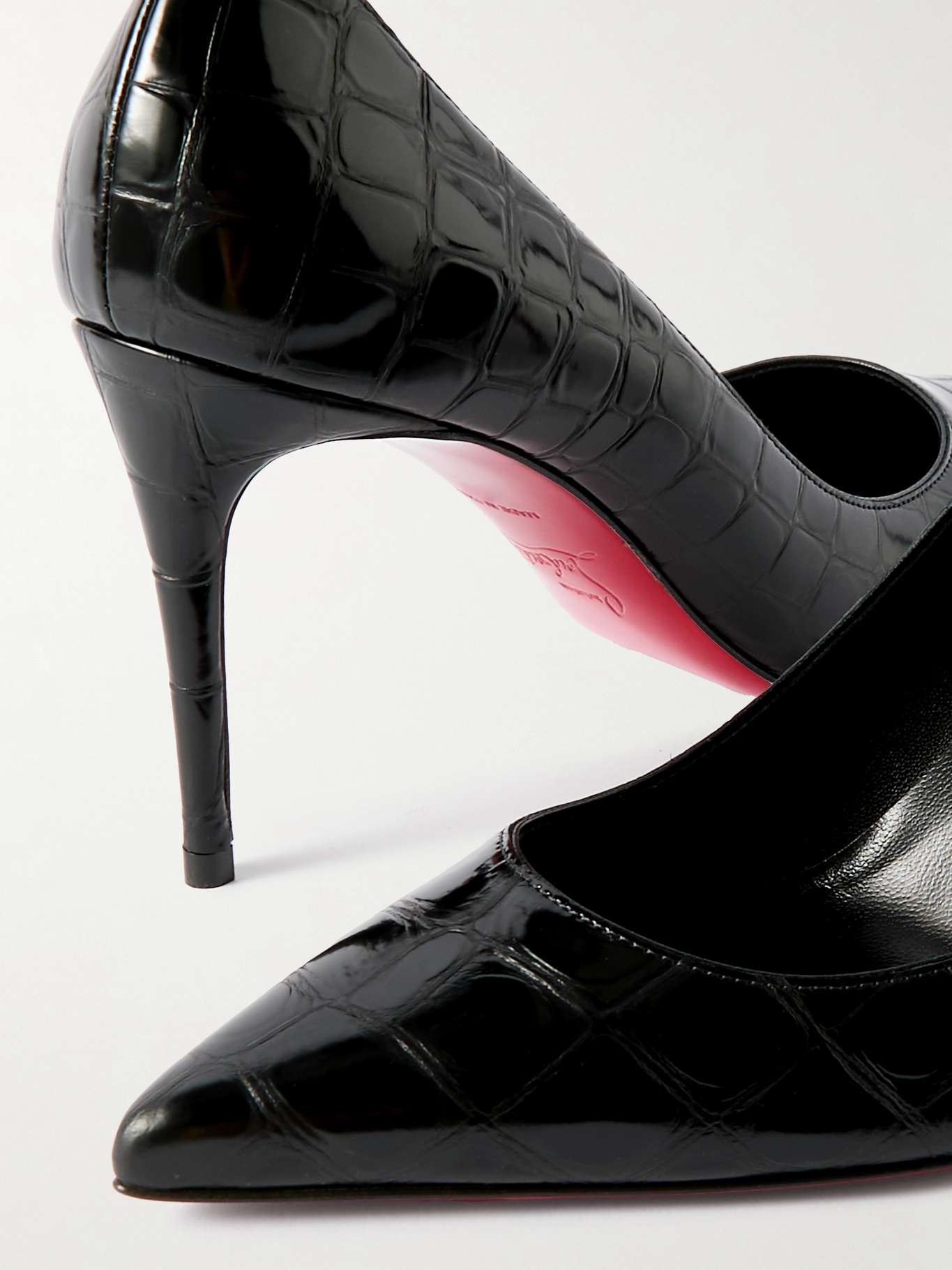 Croc-effect patent-leather pumps - 4