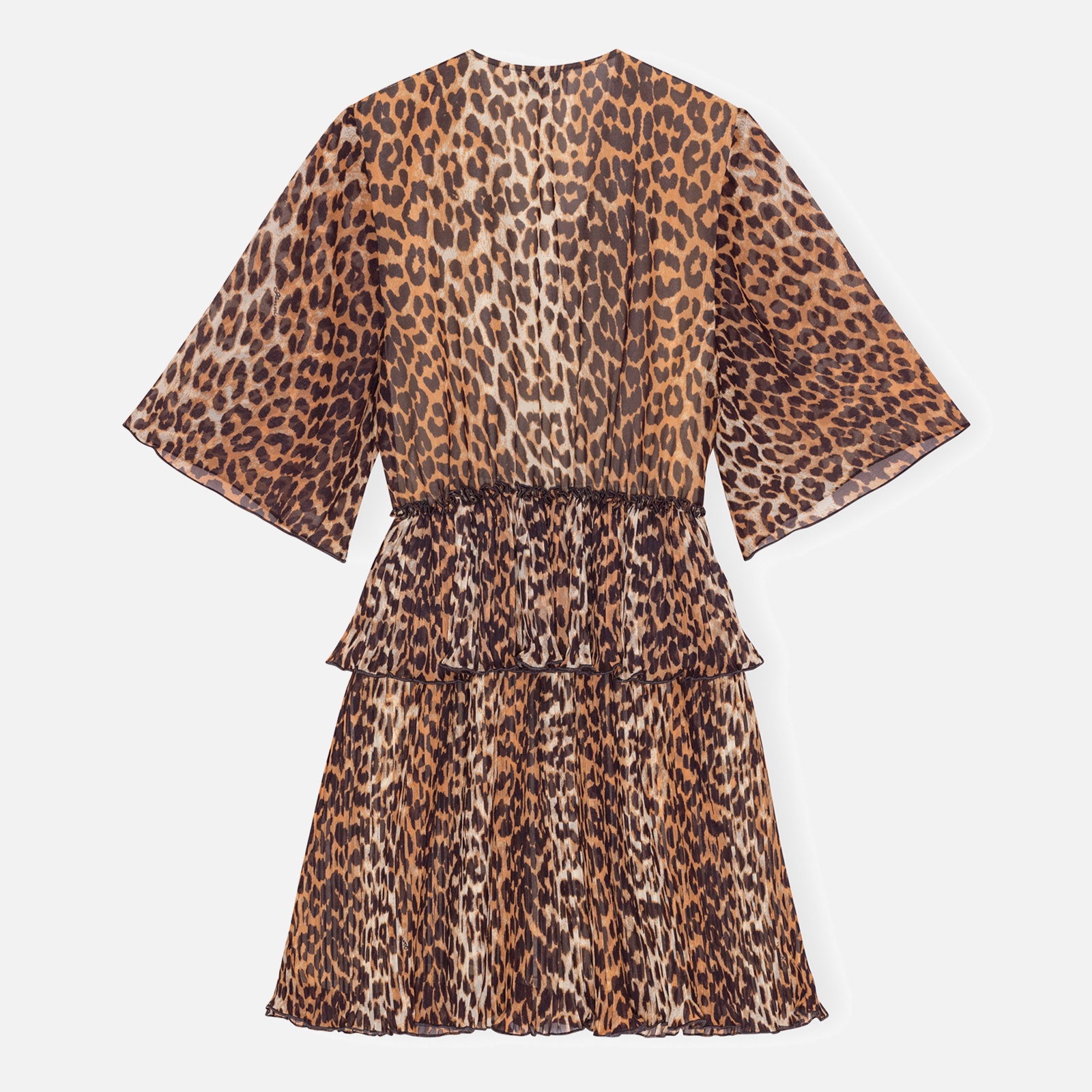 Ganni Ruffled Leopard-Print Chiffon Mini Dress - 2
