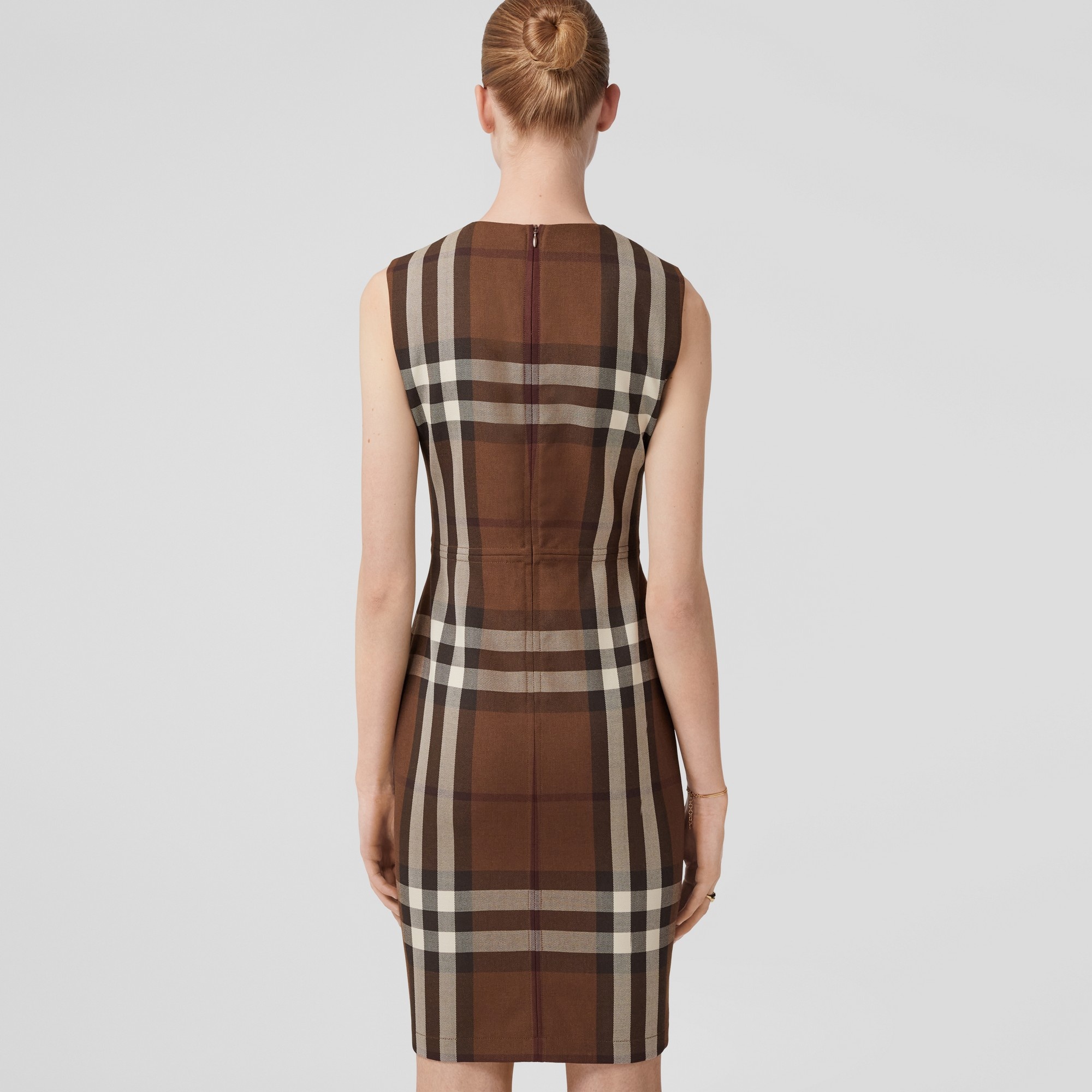 Sleeveless Check Wool Cotton Jacquard Dress - 3