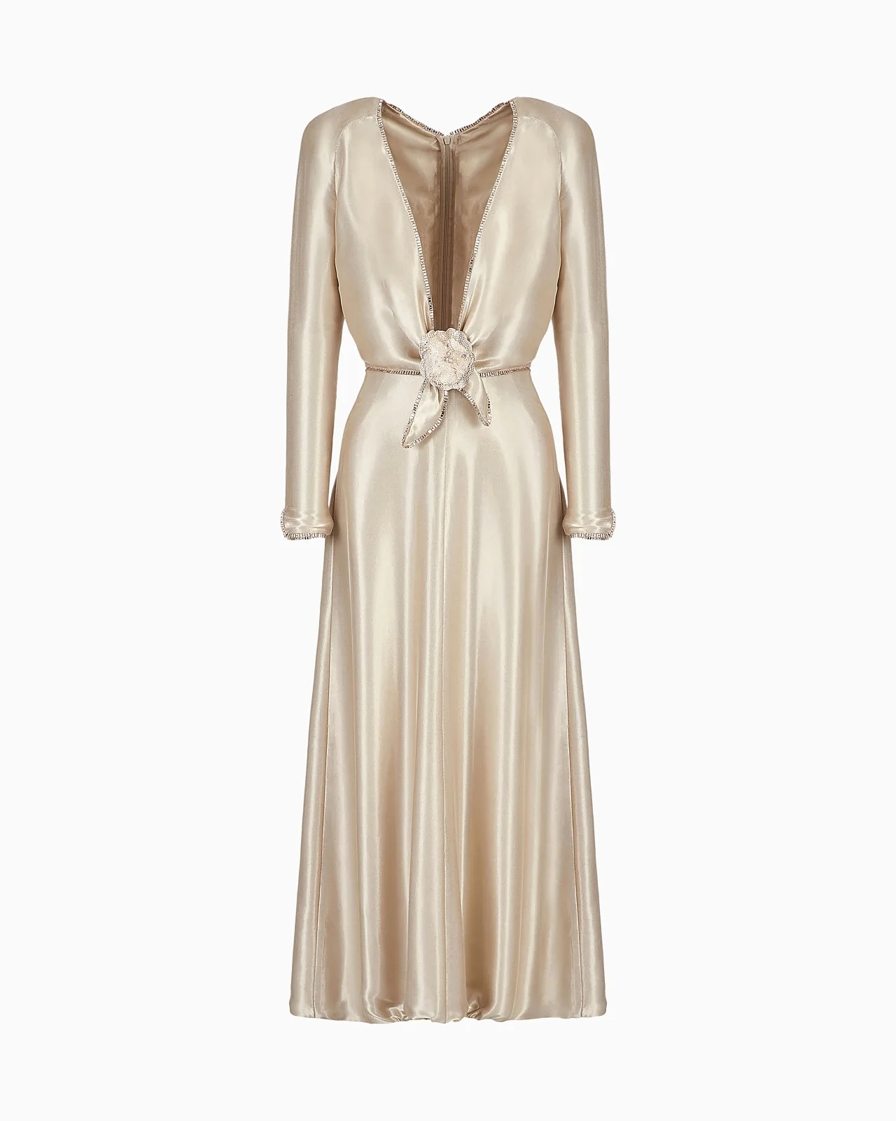 Long dress with embroideries and floral embellishment - 1
