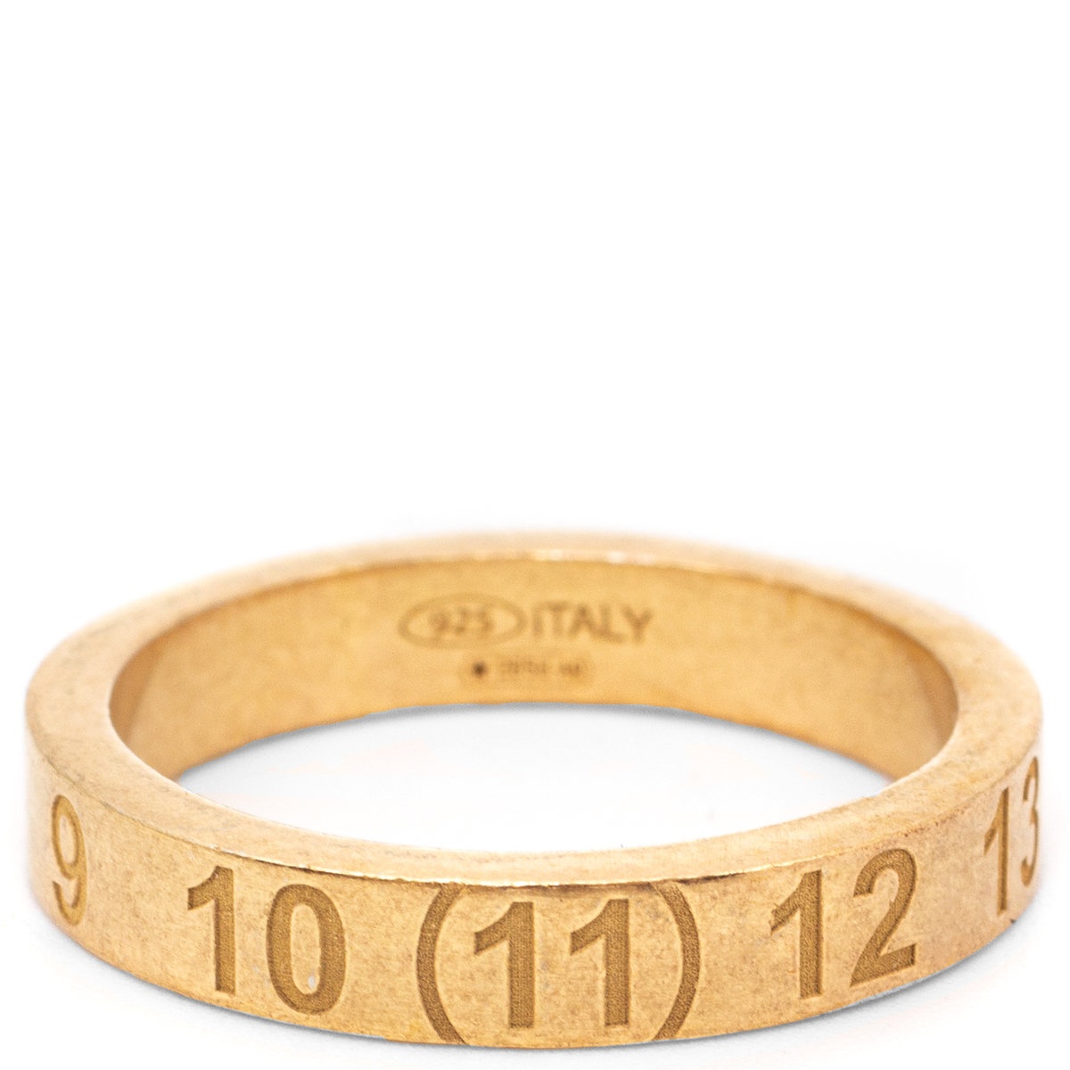 Semi-Polished Gold-Tone Slim Numbers Ring in Gold - 1