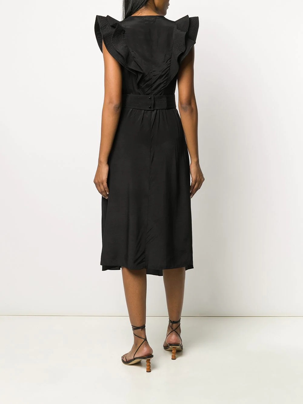 ruffled neck midi dress - 4