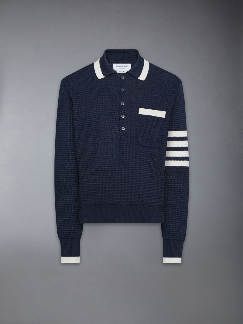 TEXTURED STITCH 4-BAR RELAXED LONG SLEEVE POLO 1