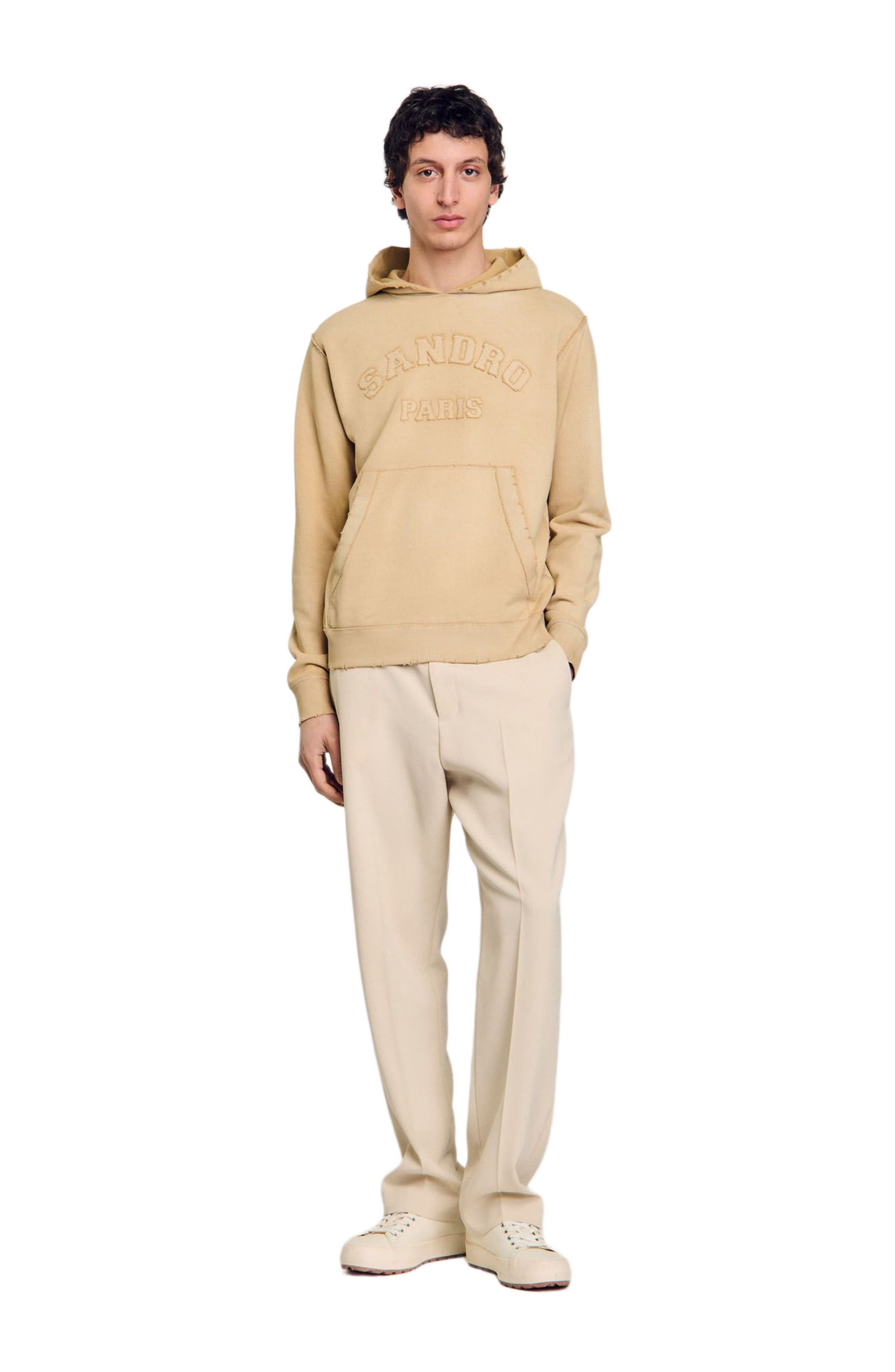 SANDRO Patch Hoodie in Sand. at Nordstrom - 6