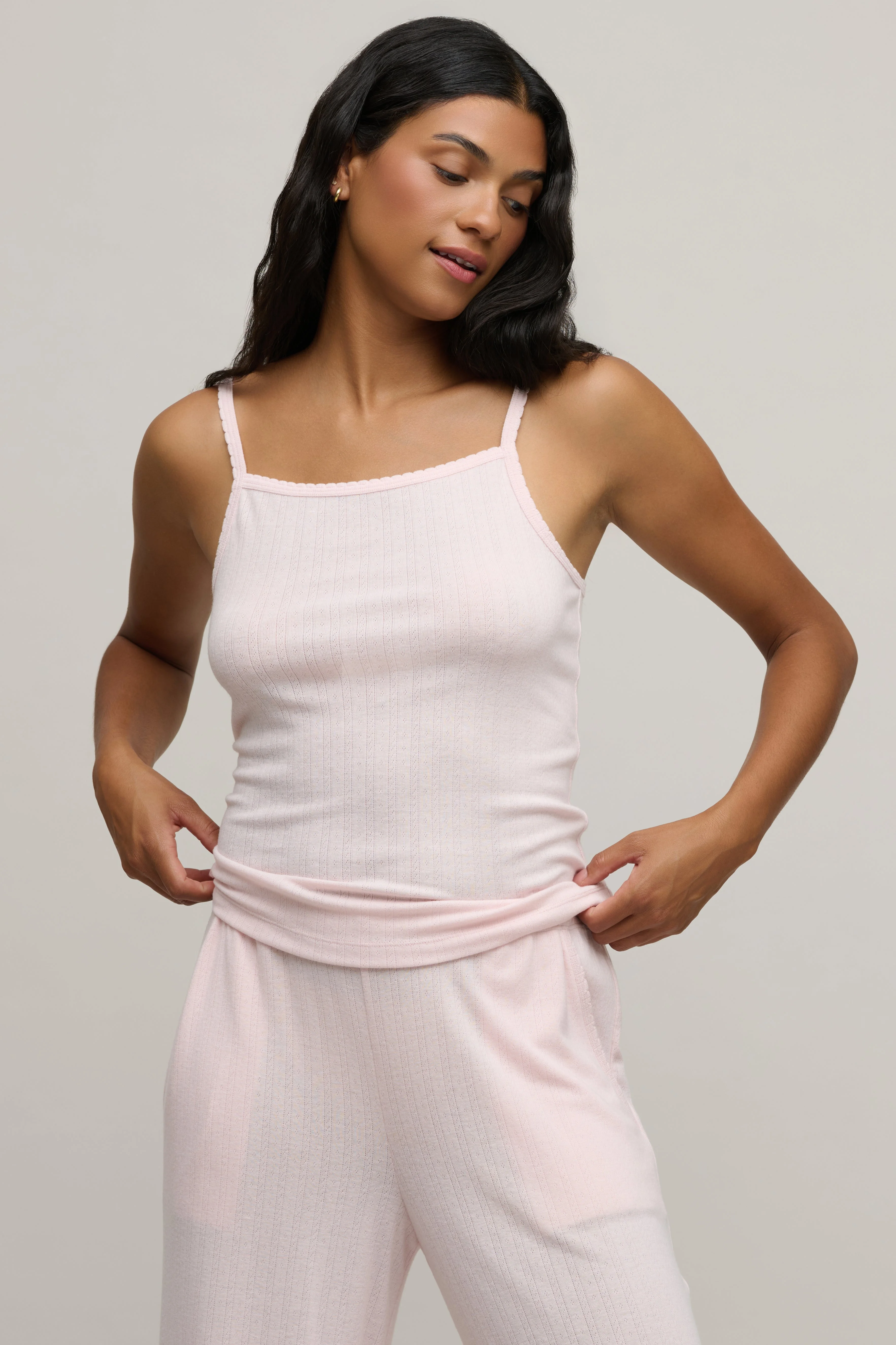 Pointelle Rib Tank with Scallop Trim - 1