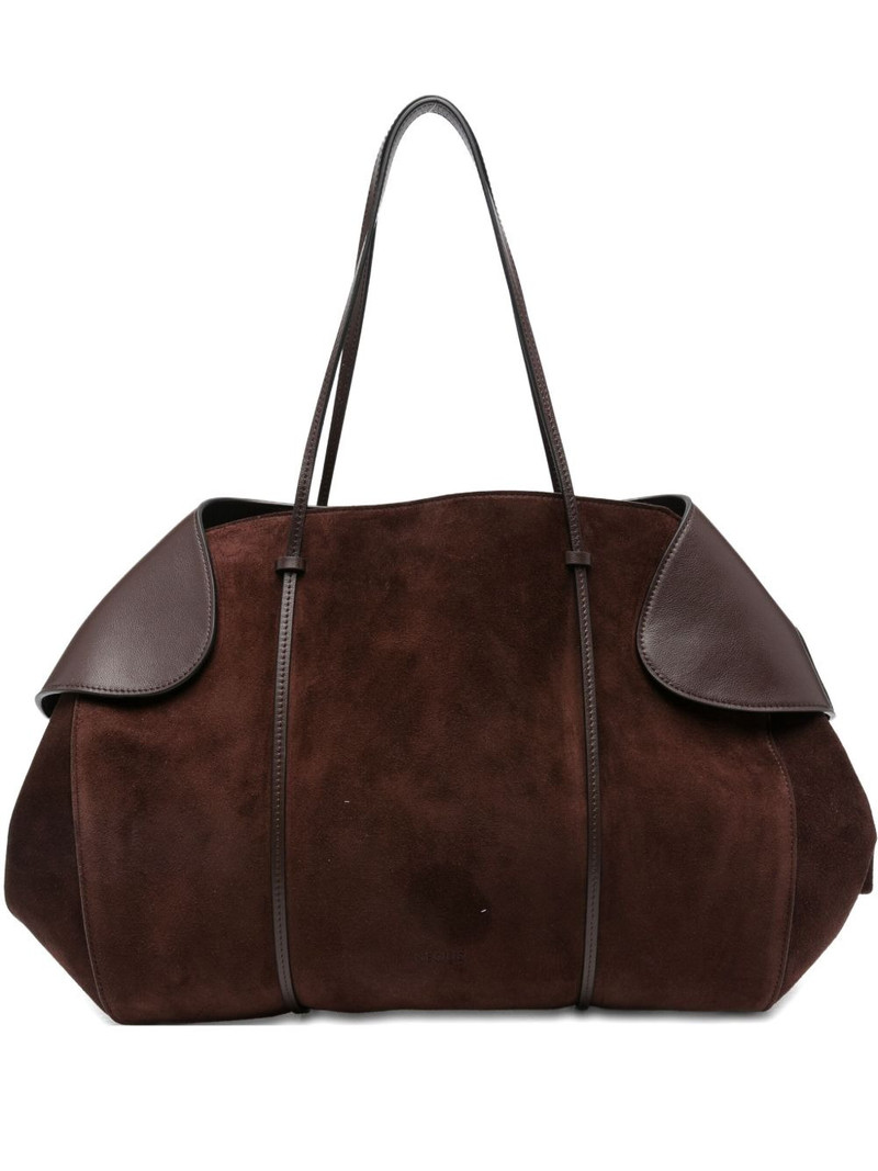 leather-trimmed suede shoulder bag 1
