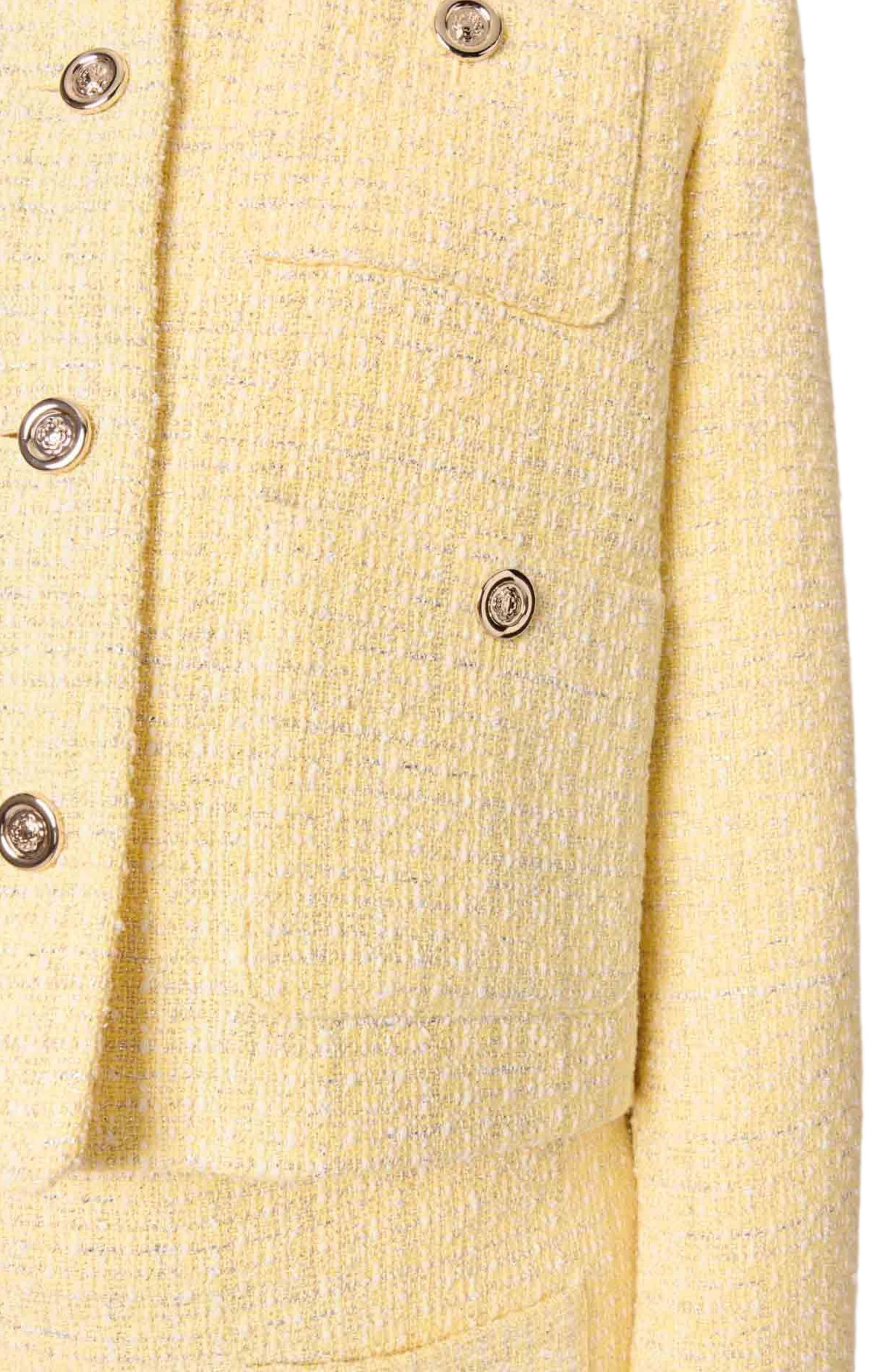 maje Short tweed and lurex jacket in Yellow at Nordstrom - 6