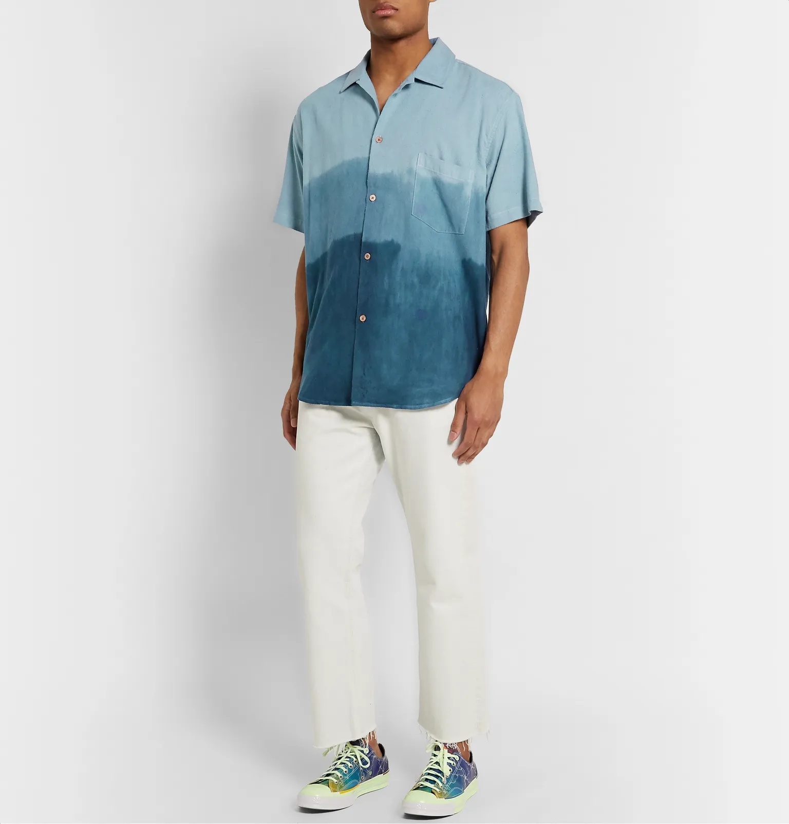 Camp-Collar Dégradé Nep Silk Shirt - 2