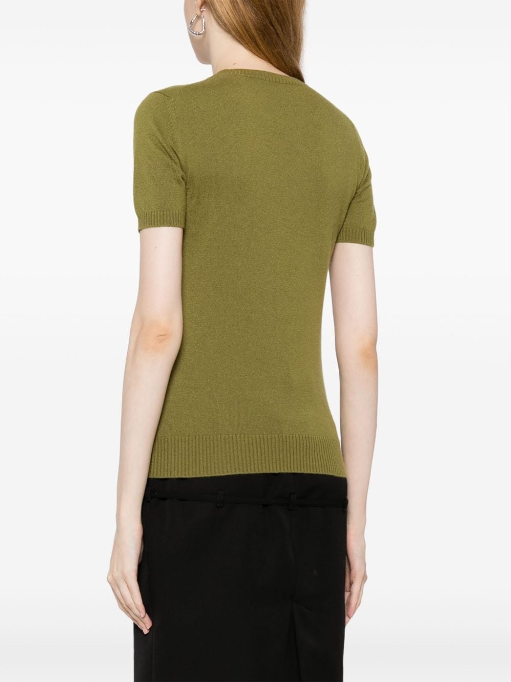 logo-intarsia cashmere top - 4