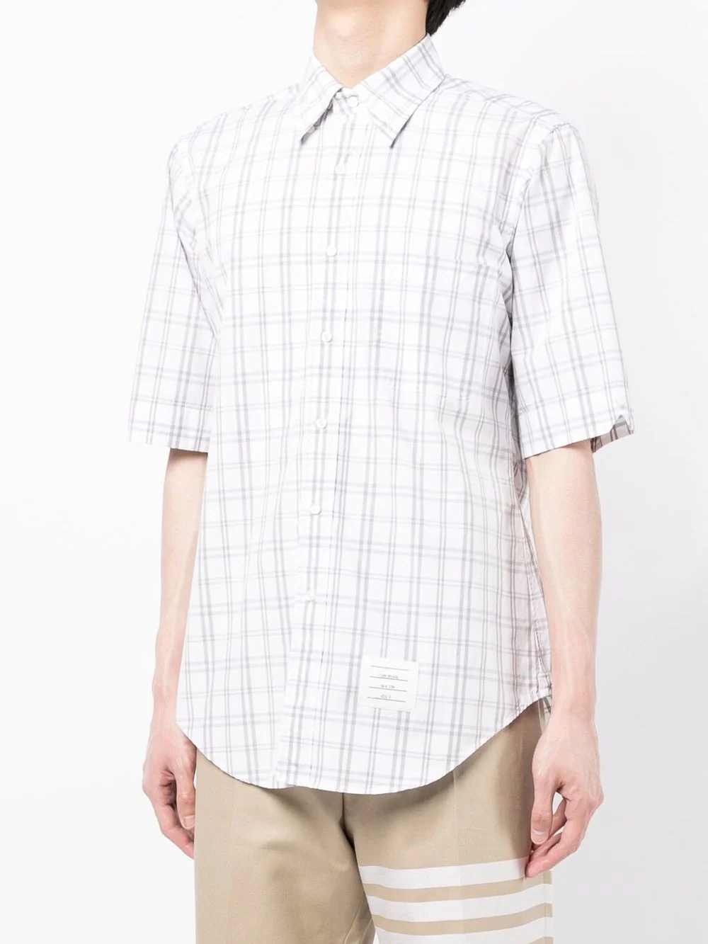 check-print short-sleeved shirt - 3