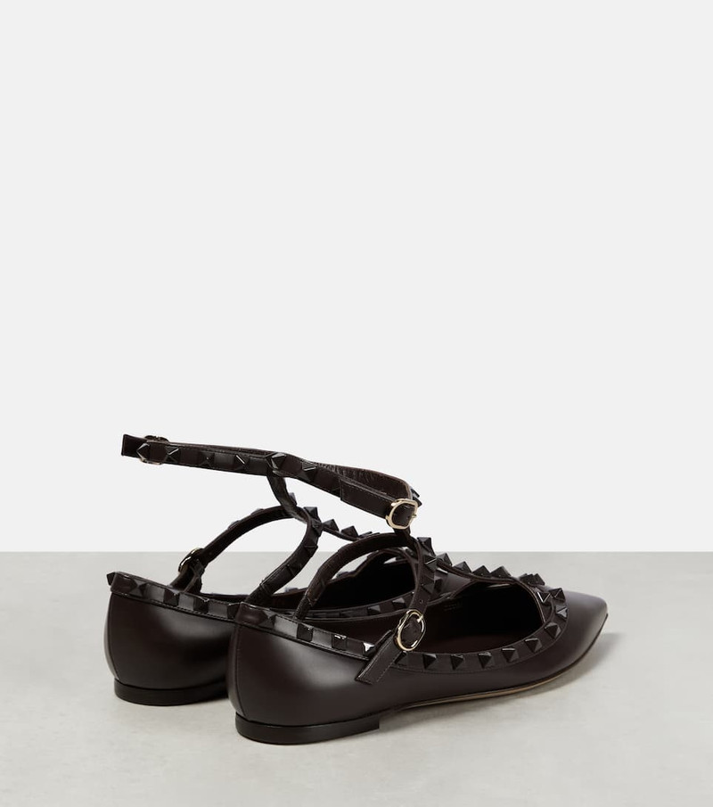 Rockstud leather ballet flats 3
