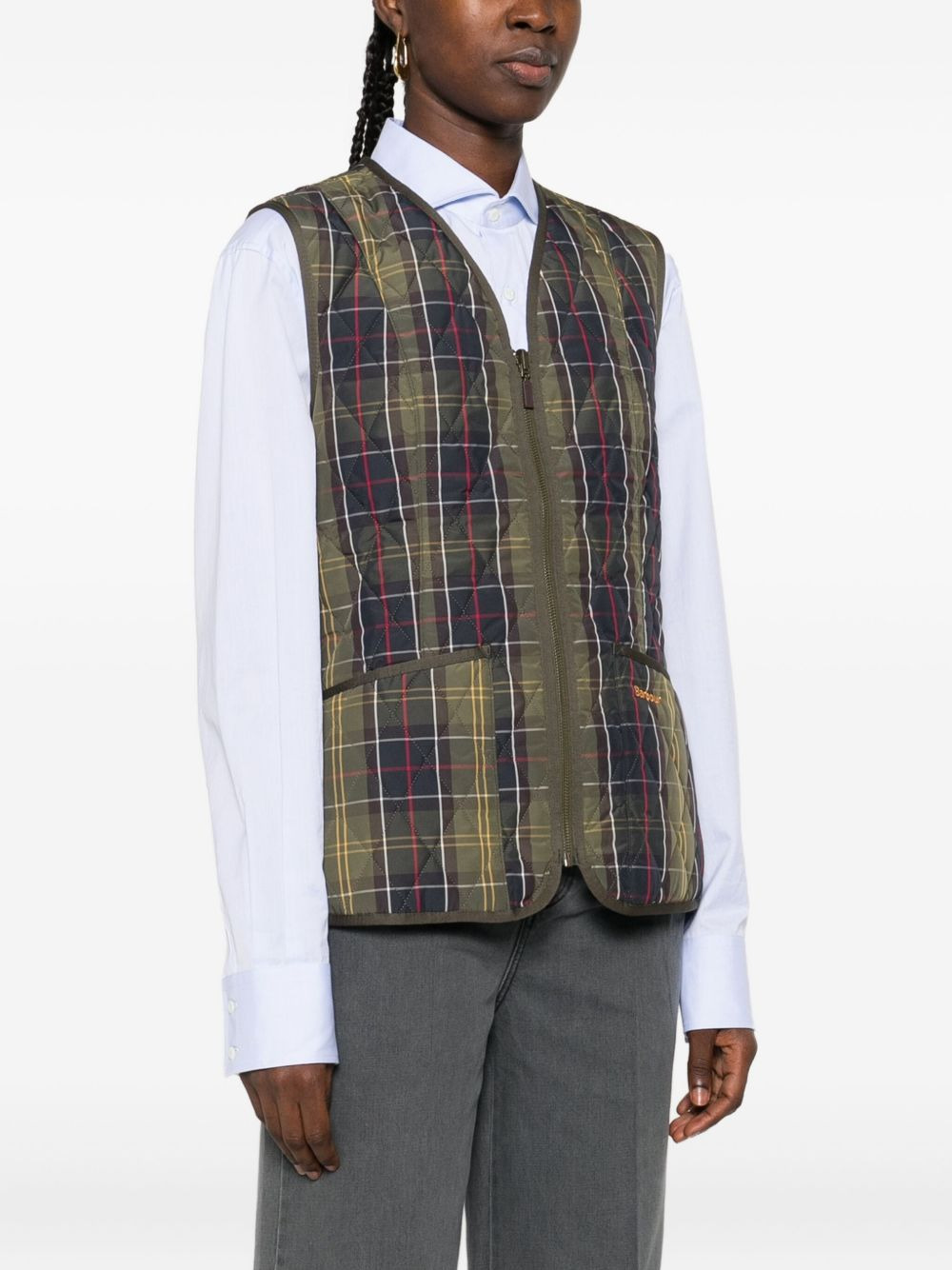quilted tartan gilet - 3